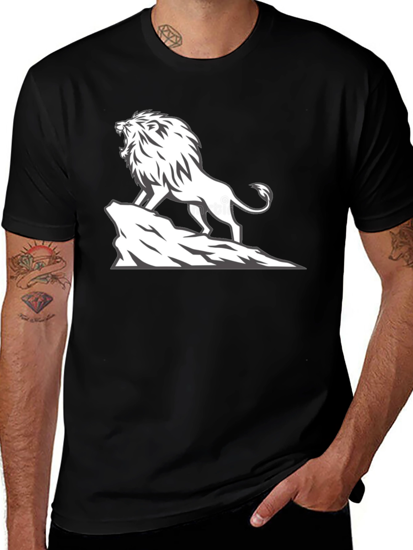 Variant 20 of Lion Roar Graphic Tee - Black Cotton T-Shirt