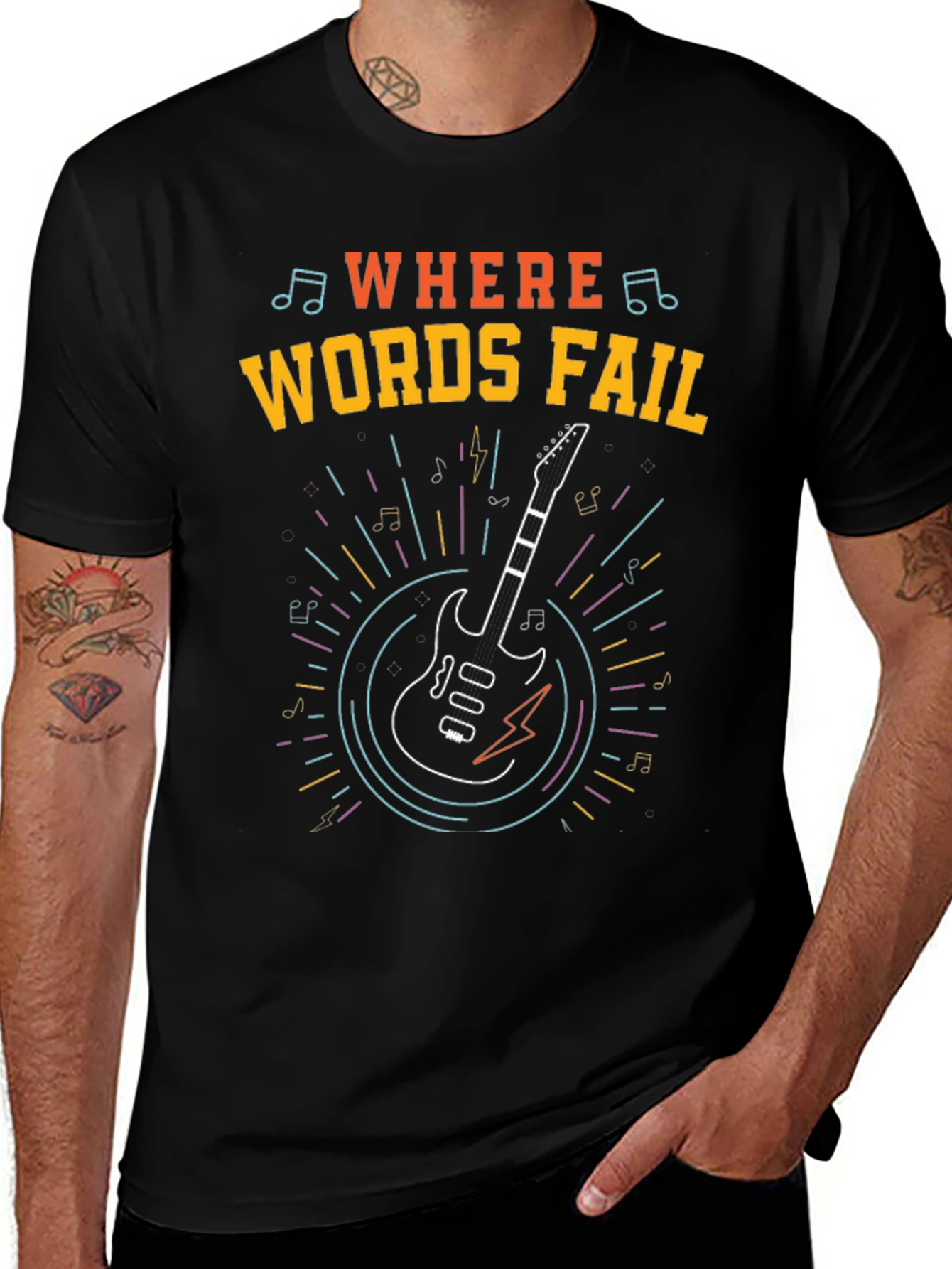 Variant 8 of Where Words Fail Guitar T-Shirt