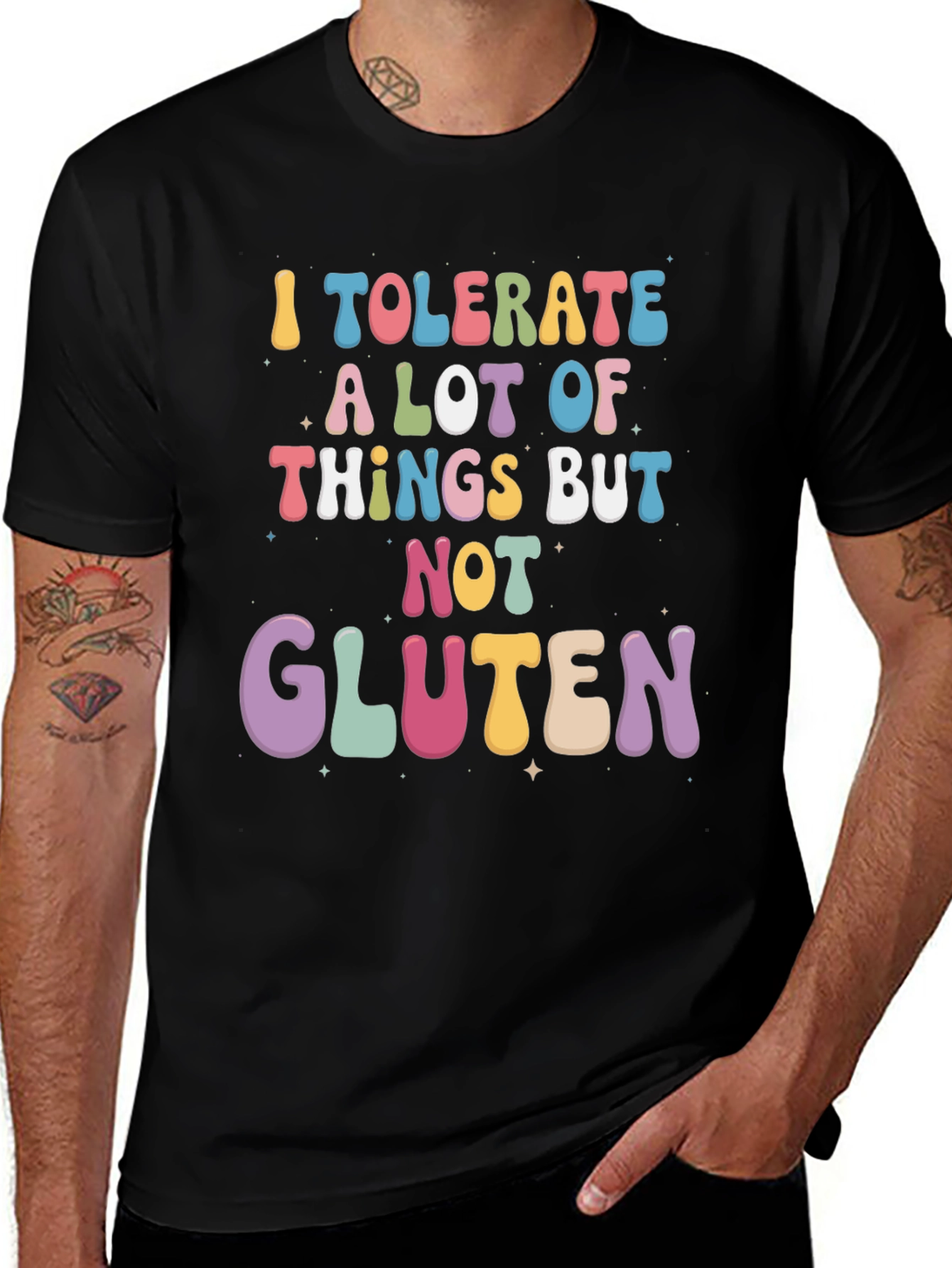 Variant 12 of Tolerate Things But Not Gluten Black T-Shirt