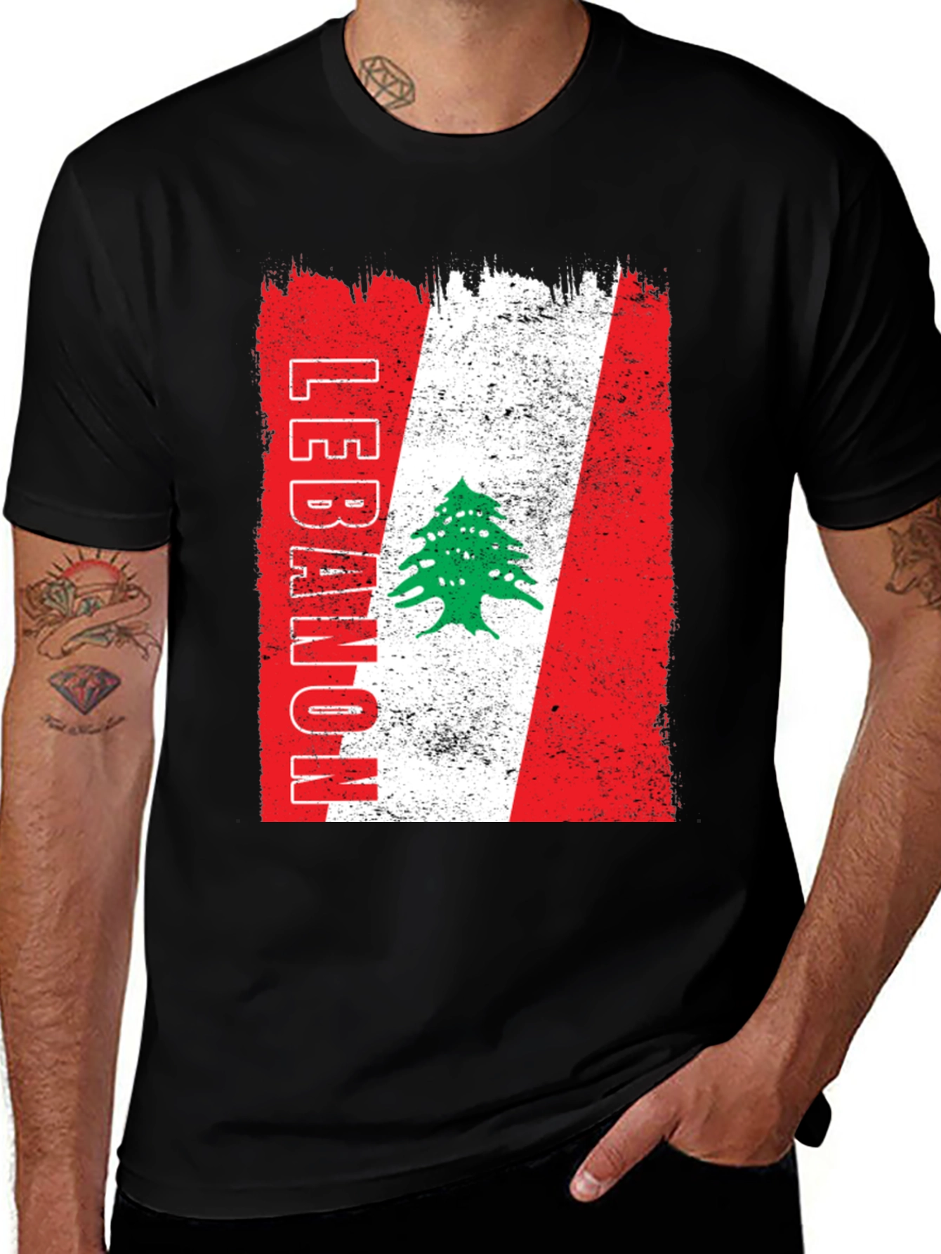 Lebanon Flag T-Shirt - Distressed Design