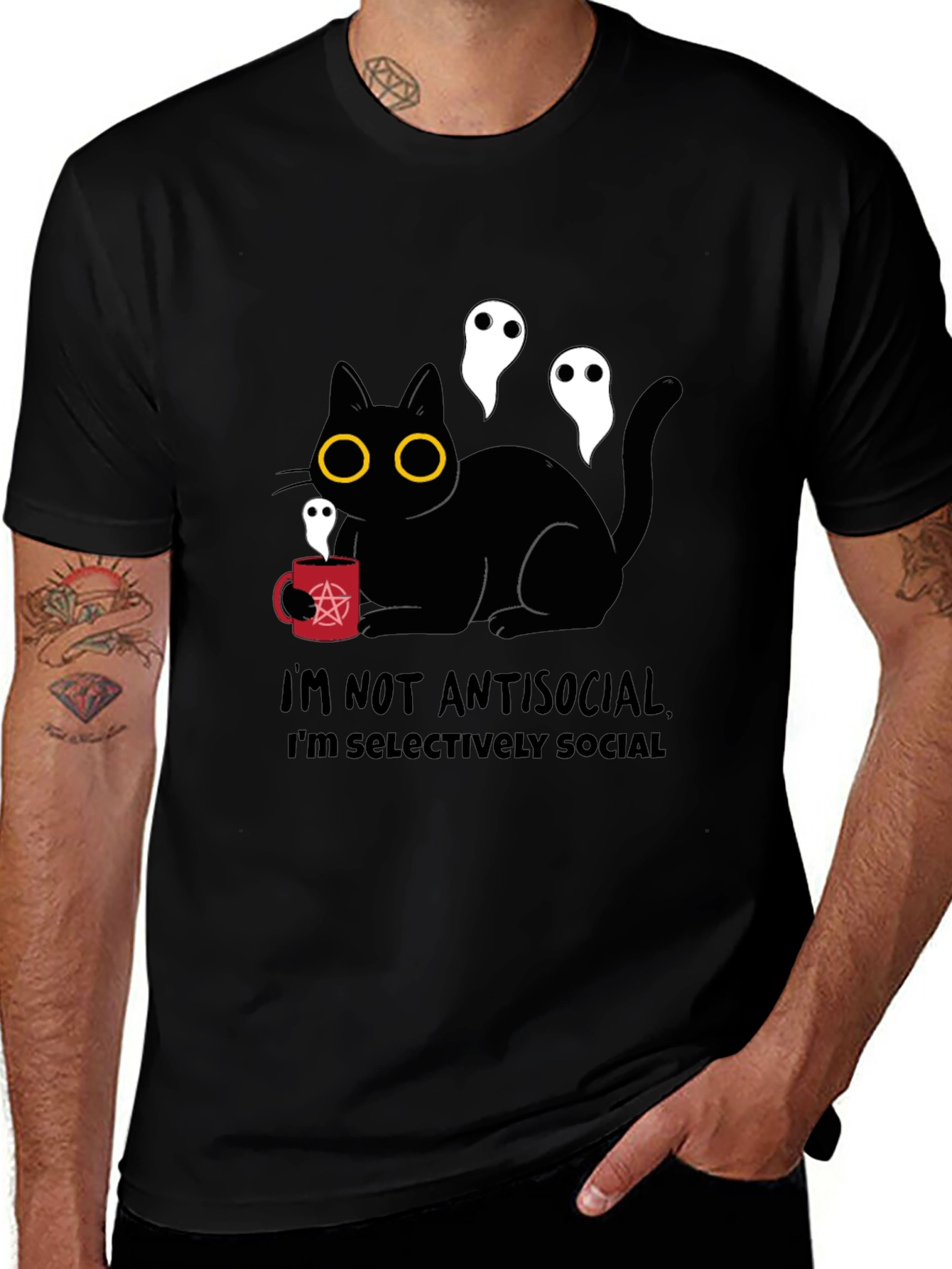 Variant 19 of Antisocial Cat Graphic T-Shirt