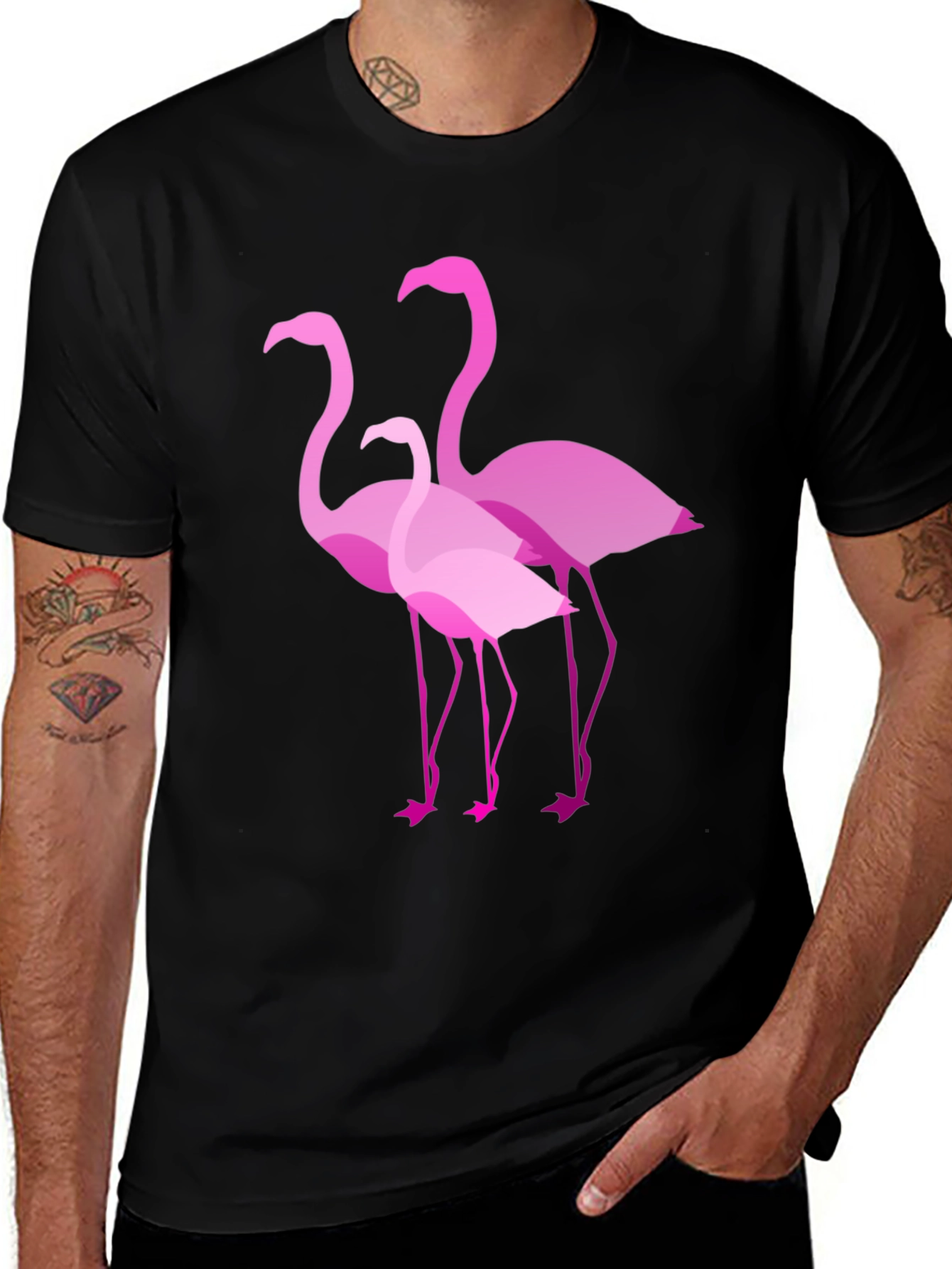 Variant 23 of Pink Flamingo T-Shirt - Men's Black Tee