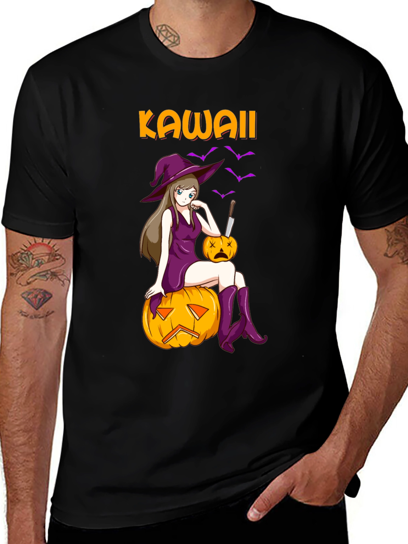 Variant 23 of Kawaii Witch on Pumpkin T-Shirt
