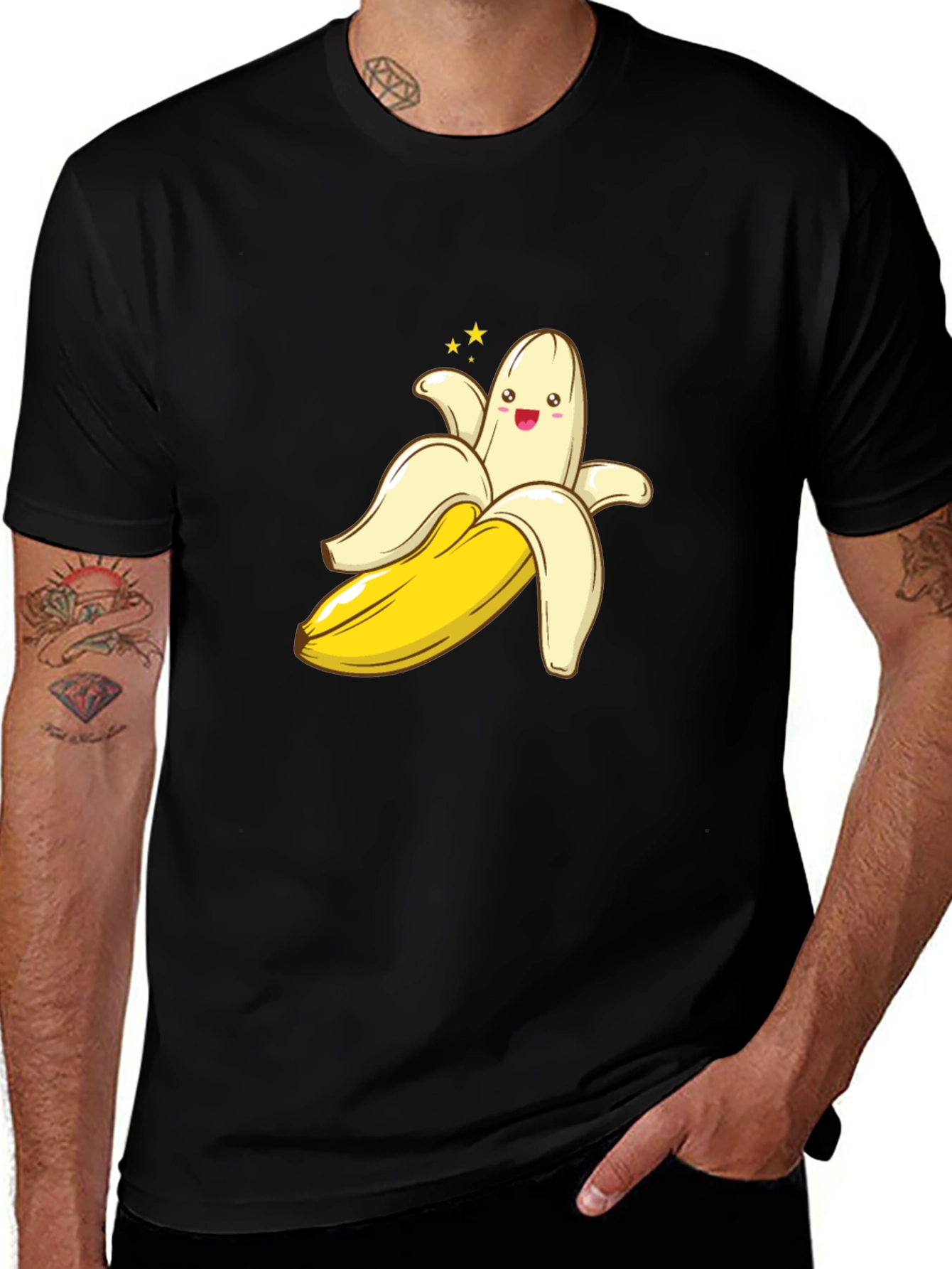 Variant 27 of Funny Banana Cartoon Black T-Shirt