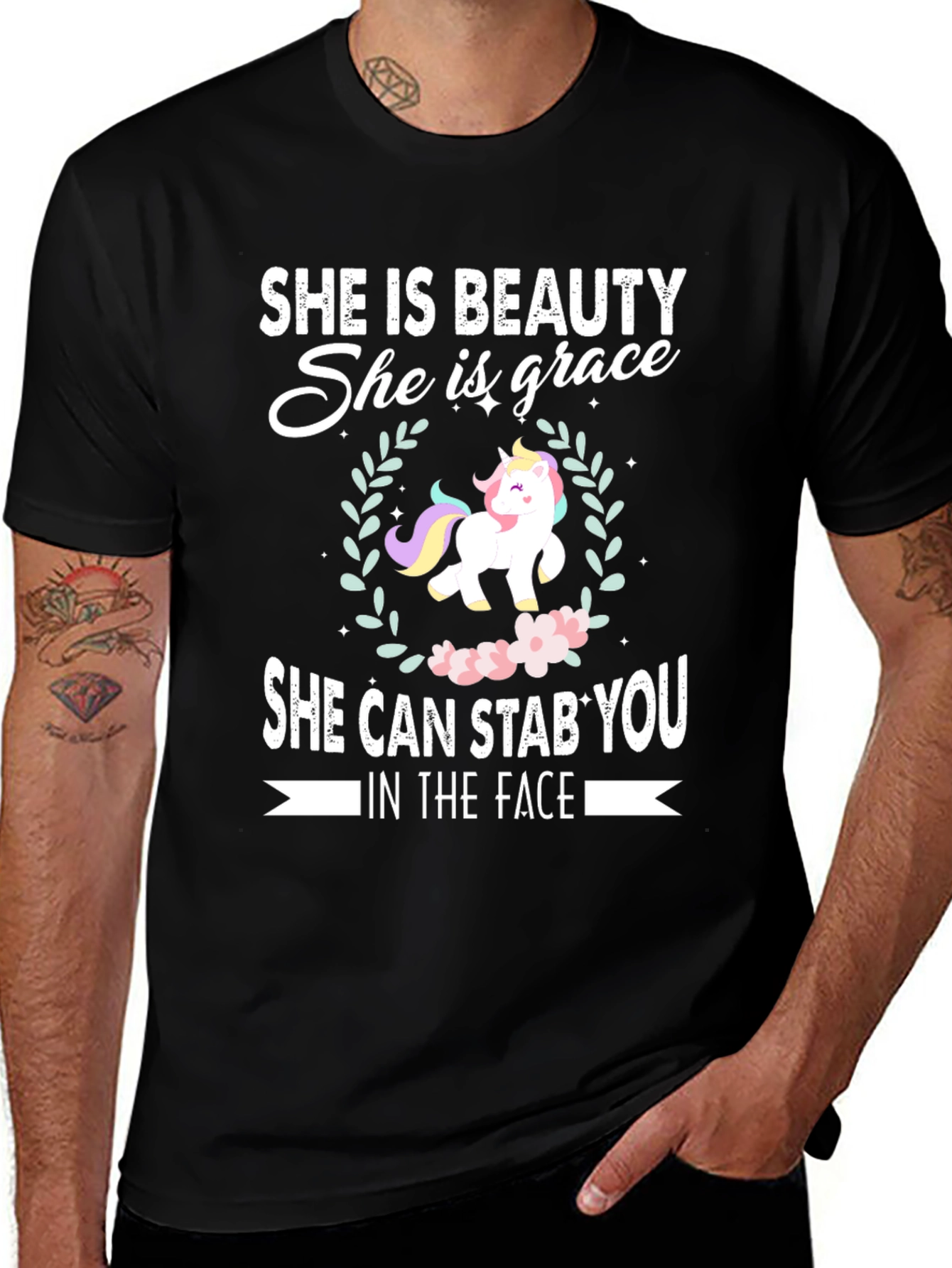 Variant 21 of Funny Unicorn Graphic T-Shirt - She is Beauty