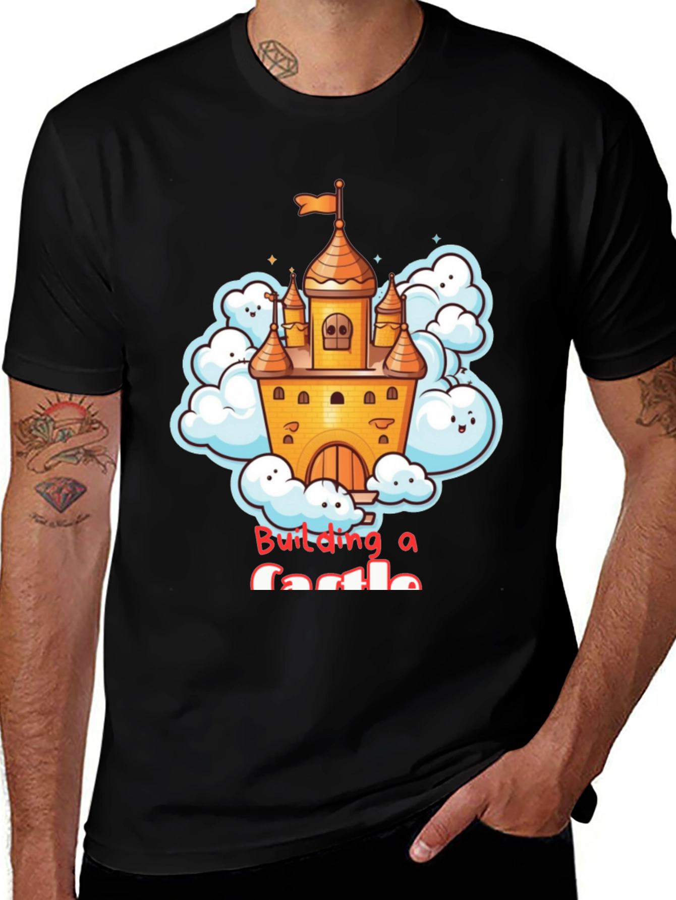 Variant 2 of Building a Castle T-Shirt - Fun Cartoon Design