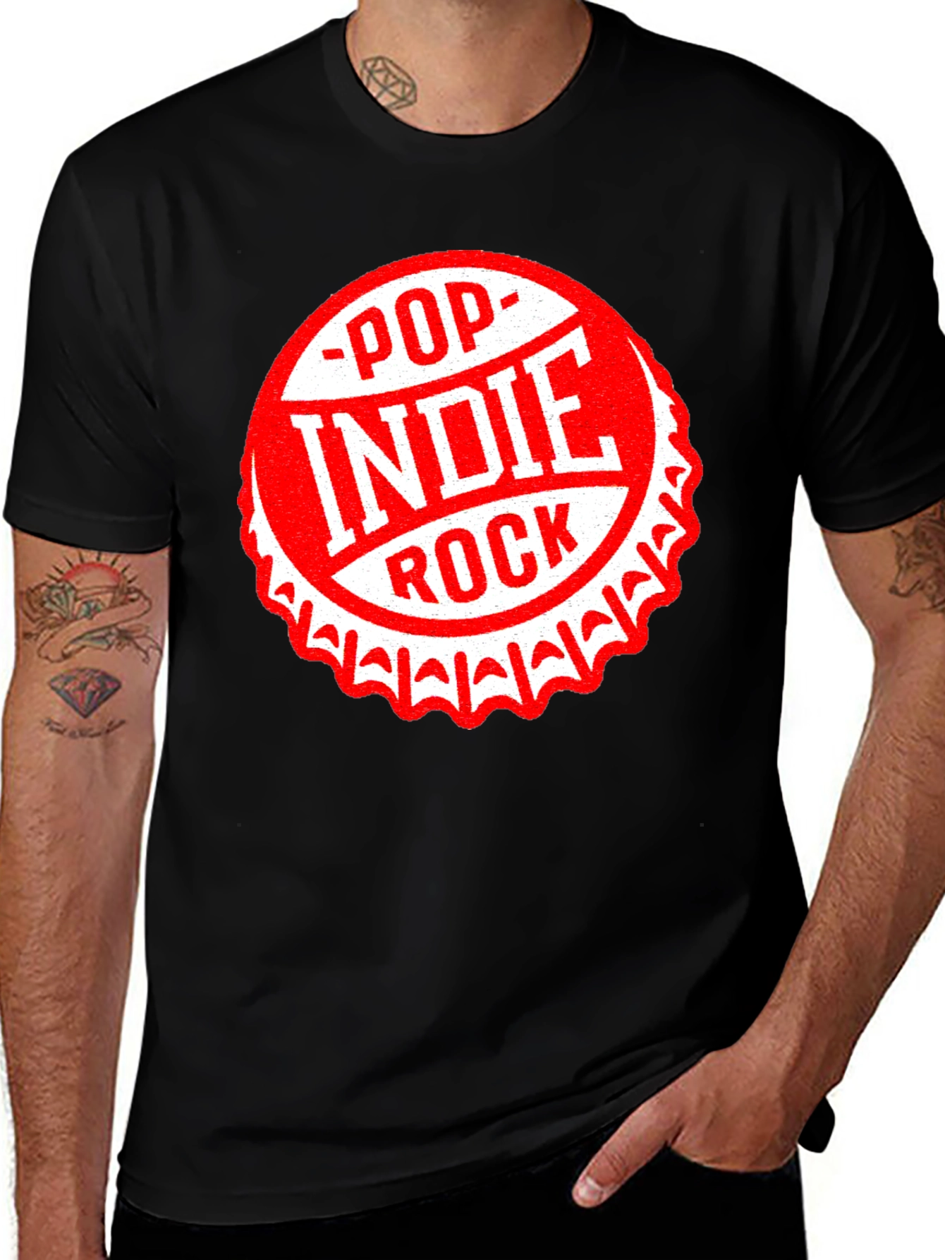 Variant 11 of Pop Indie Rock Graphic Tee - Black Cotton T-Shirt