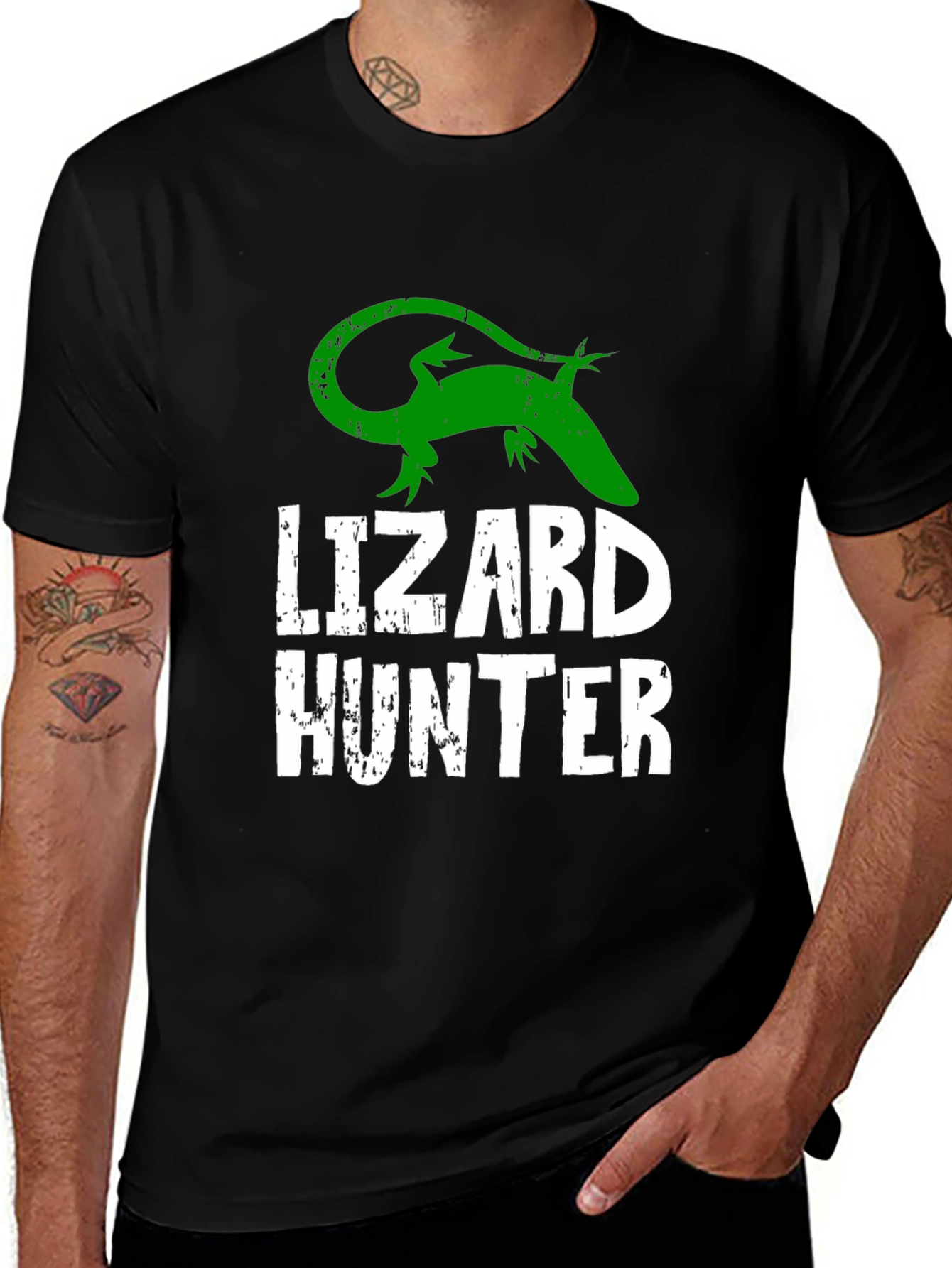 Lizard Hunter Graphic T-Shirt - Black Cotton Tee
