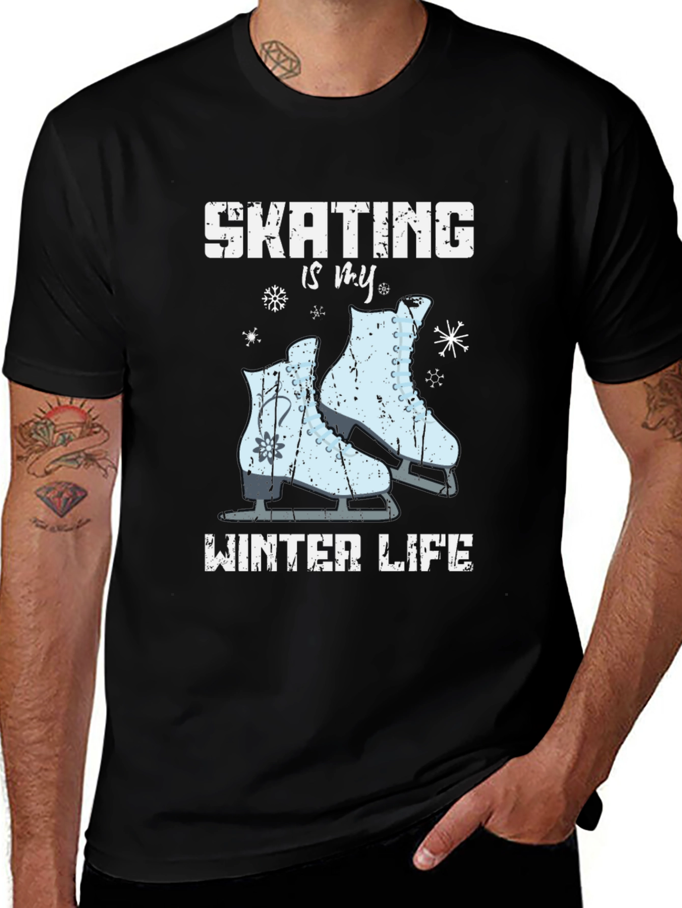 Skating is my Winter Life Black T-Shirt