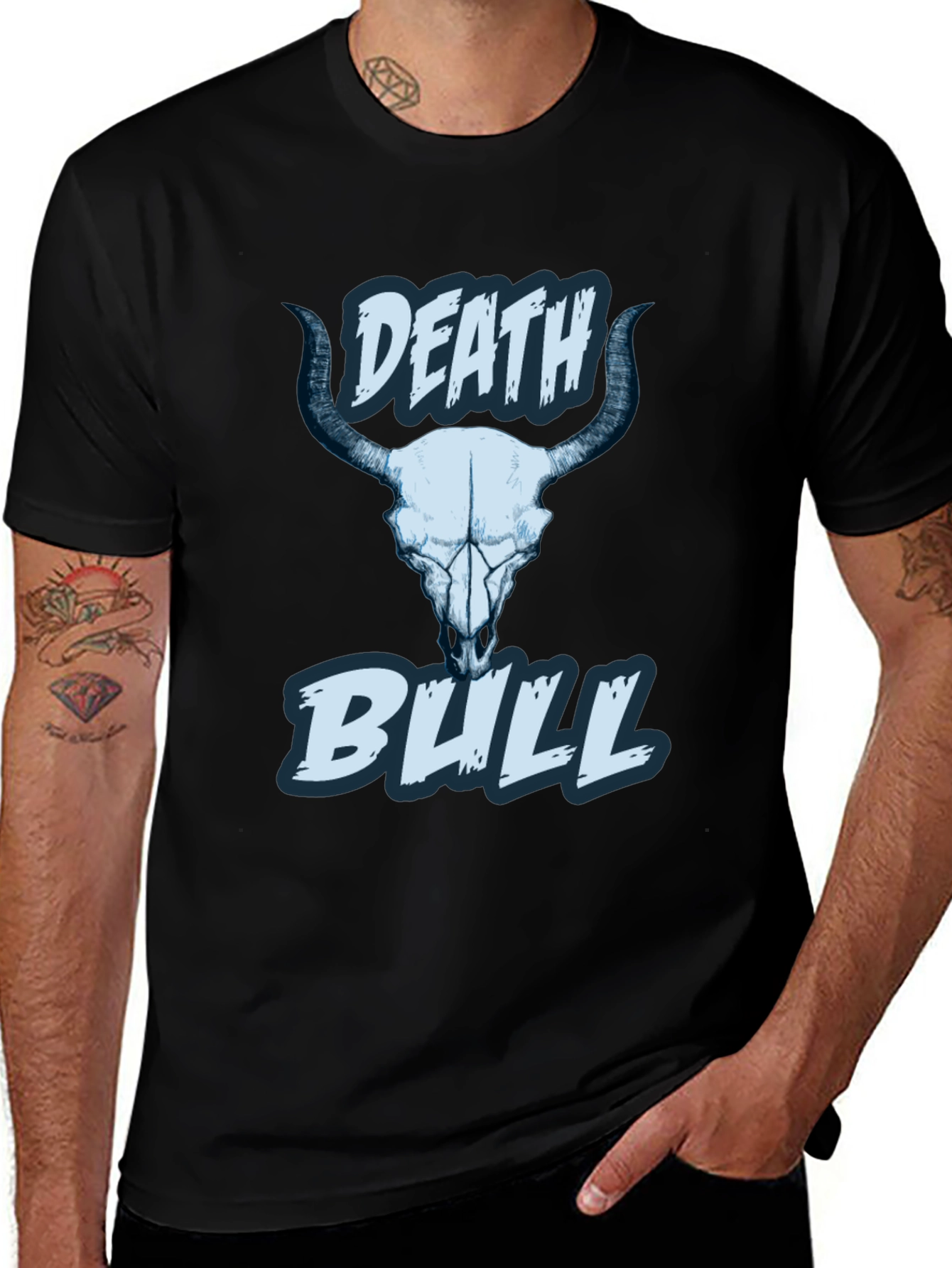 Variant 22 of Death Bull Graphic Tee - Black Skull Design