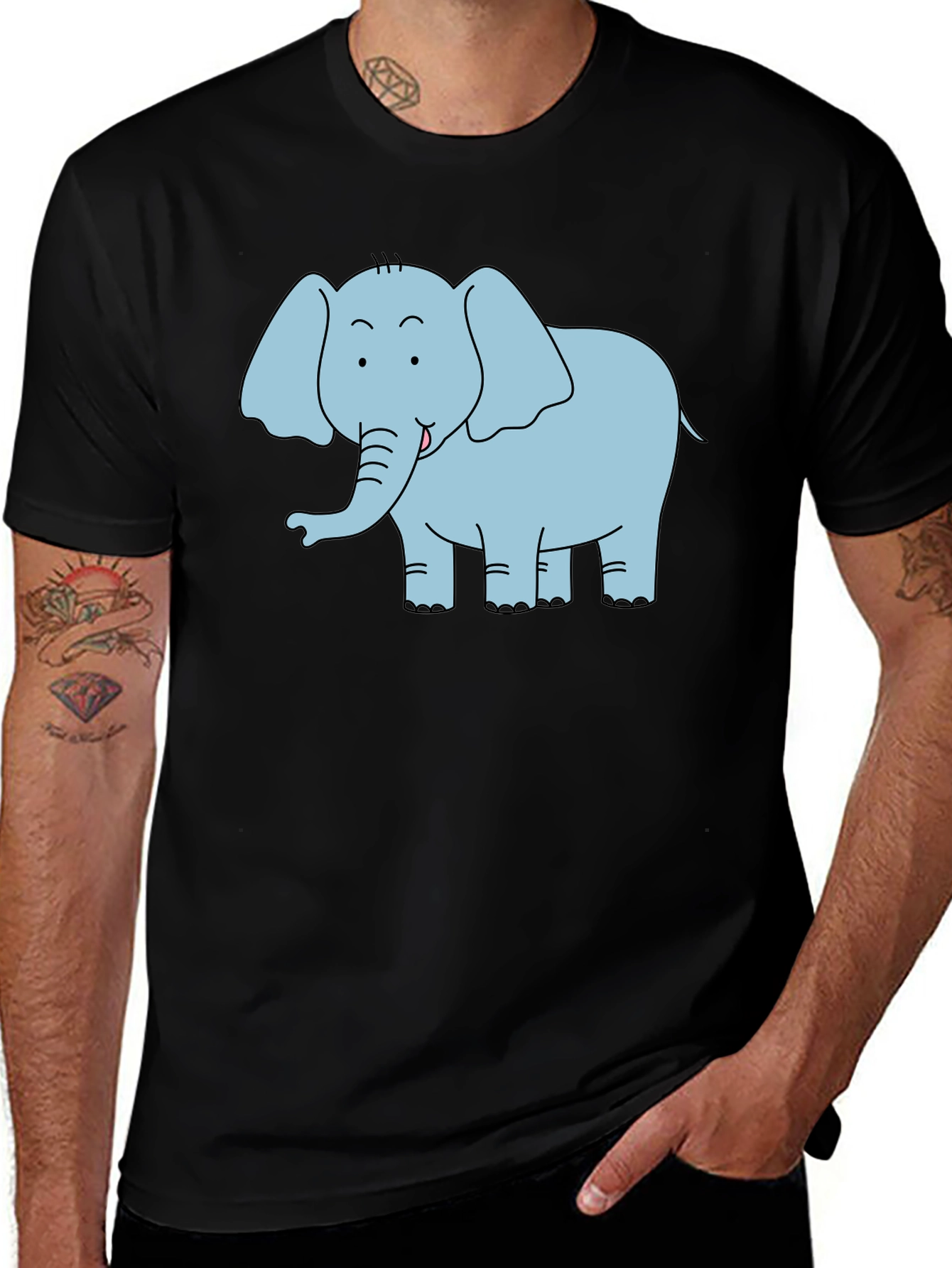 Variant 11 of Cute Elephant Graphic T-Shirt - Black Unisex Tee