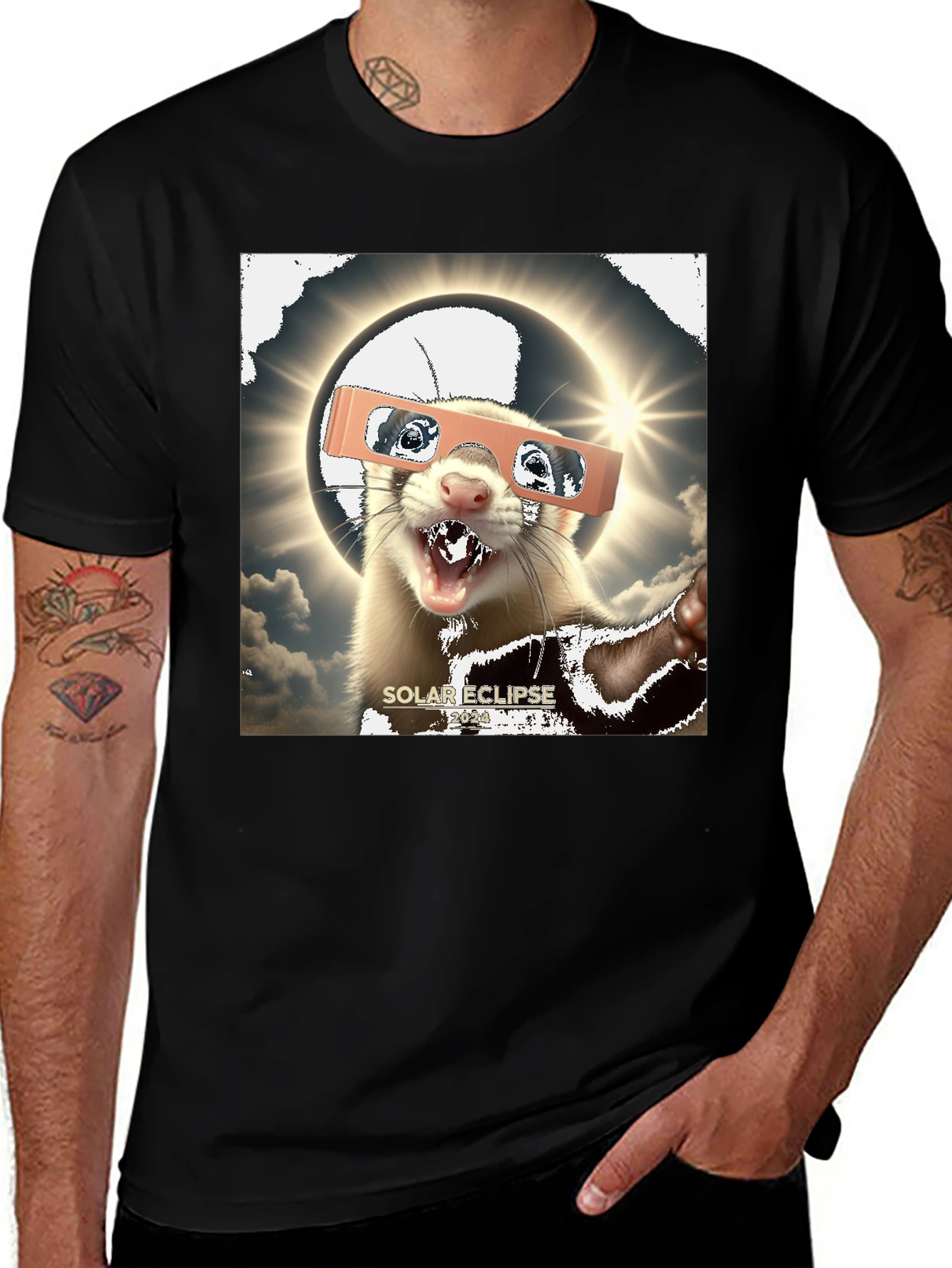 Variant 27 of Solar Eclipse Ferret Graphic Tee