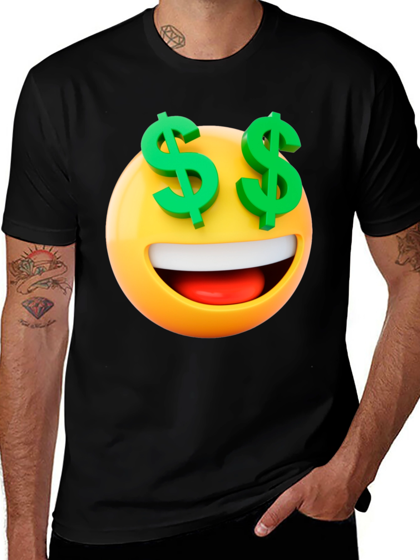 Variant 2 of Emoji Money Eyes Black T-Shirt