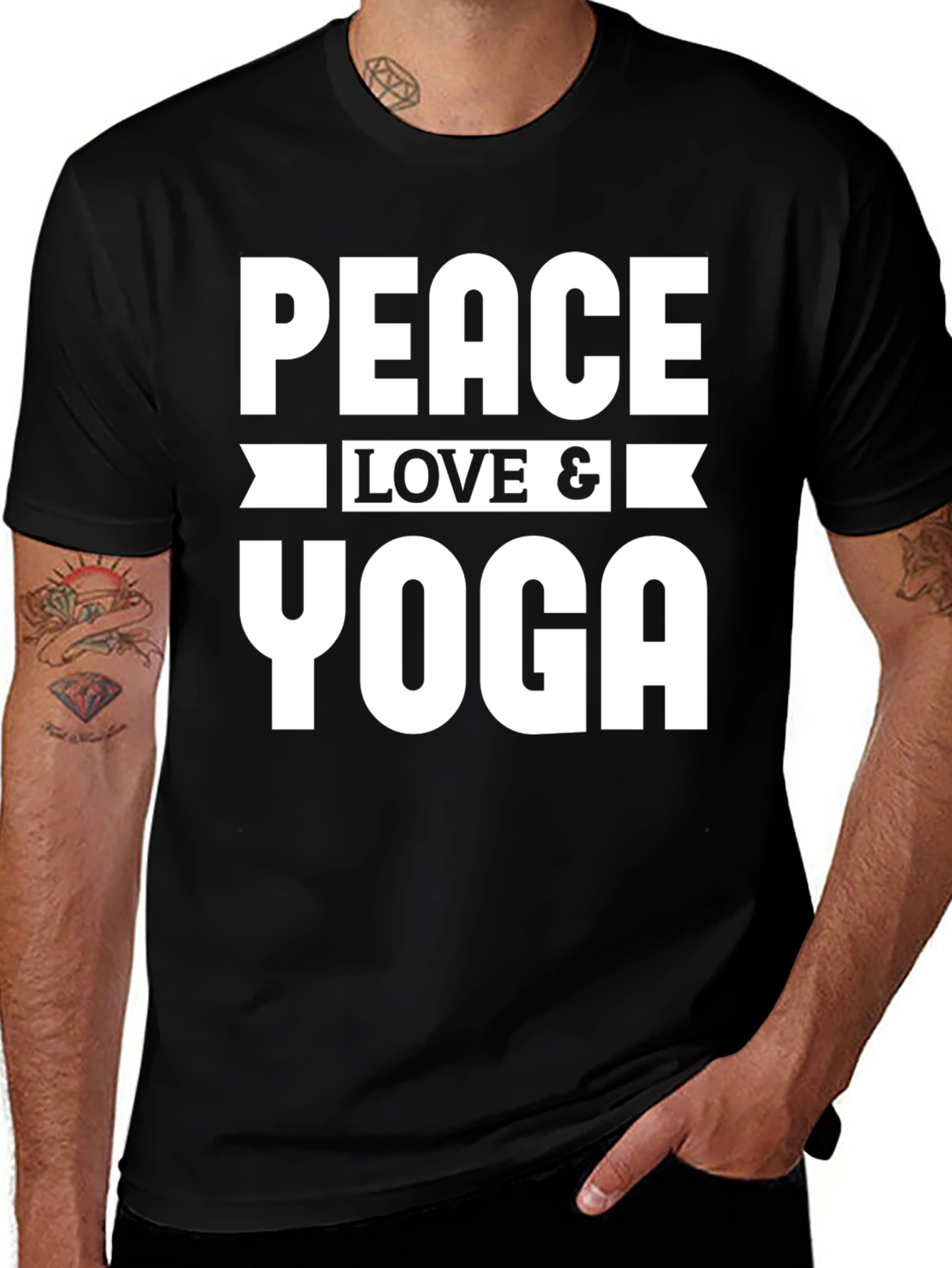 Variant 5 of Peace Love Yoga Graphic Tee - Unisex Black T-Shirt