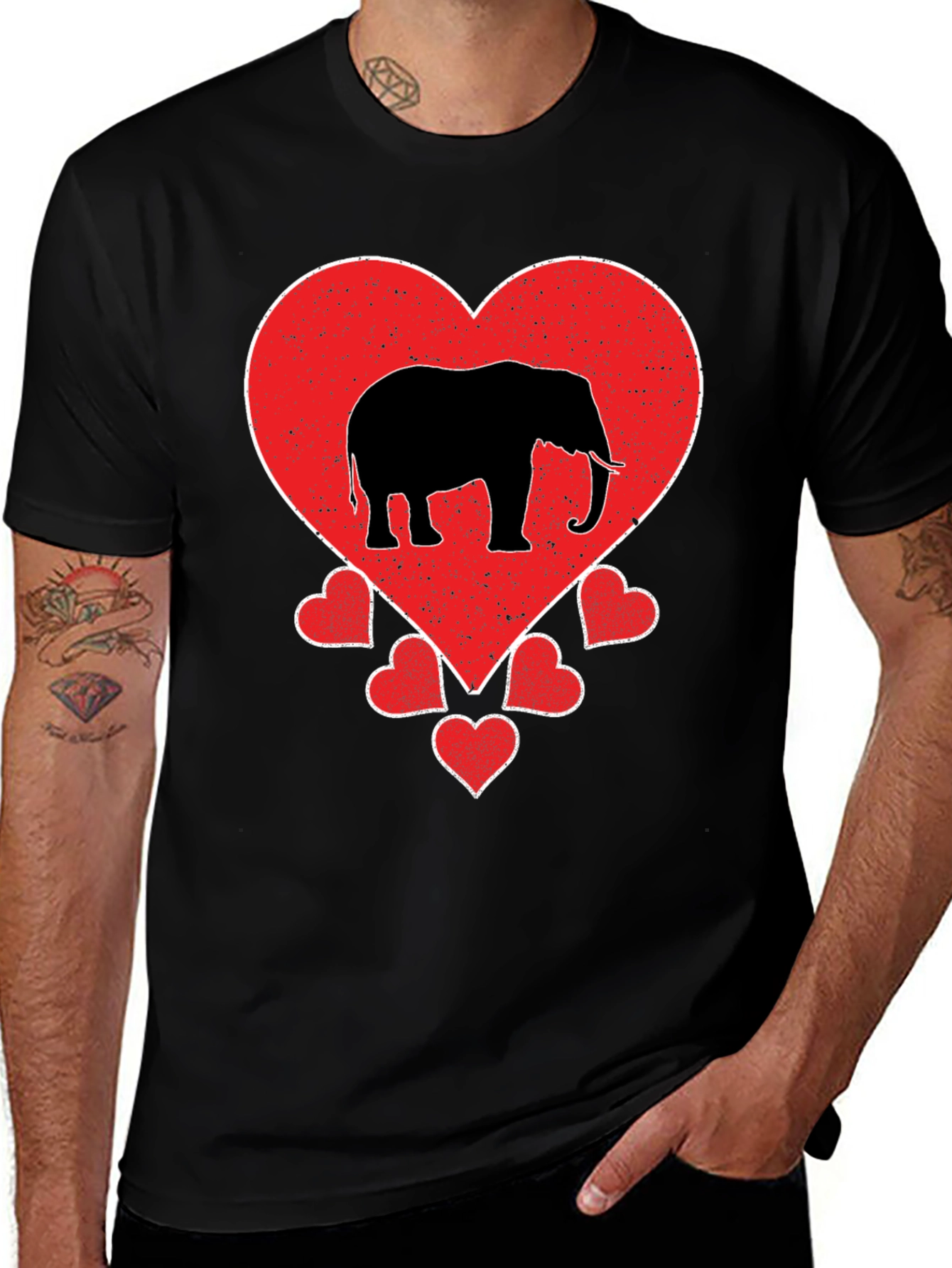 Variant 15 of Elephant Heart Graphic T-Shirt - Black