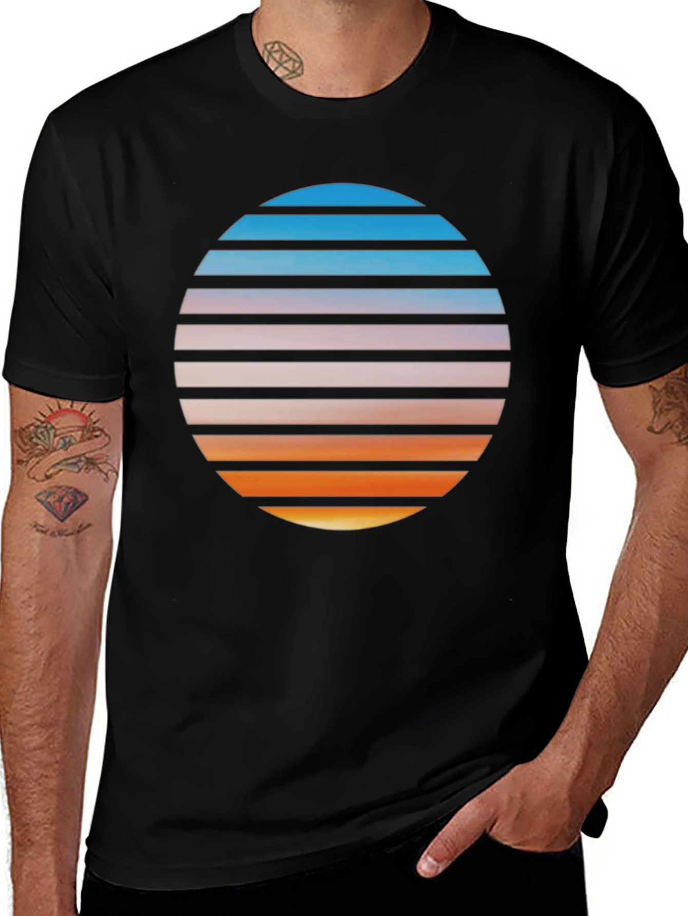 Variant 12 of Retro Sunset Graphic T-Shirt - Black
