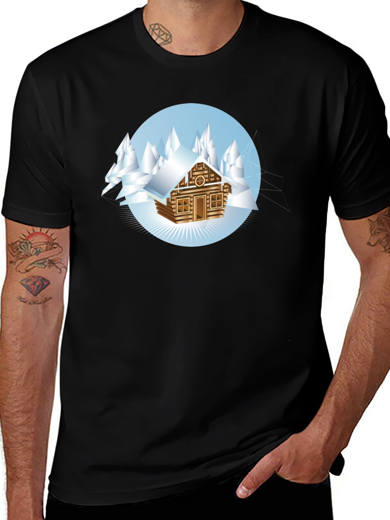 Variant 26 of Winter Cabin T-Shirt - Cozy Mountain Style