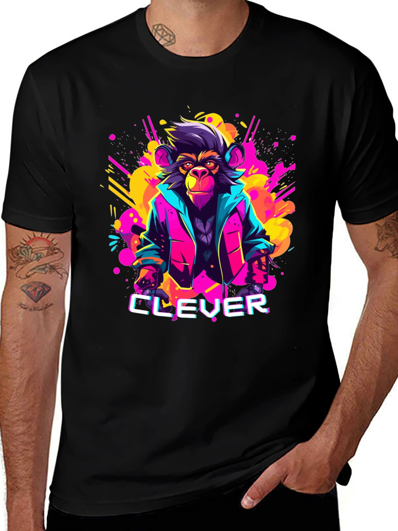Variant 14 of Clever Monkey Graphic Tee - Retro 80s Style