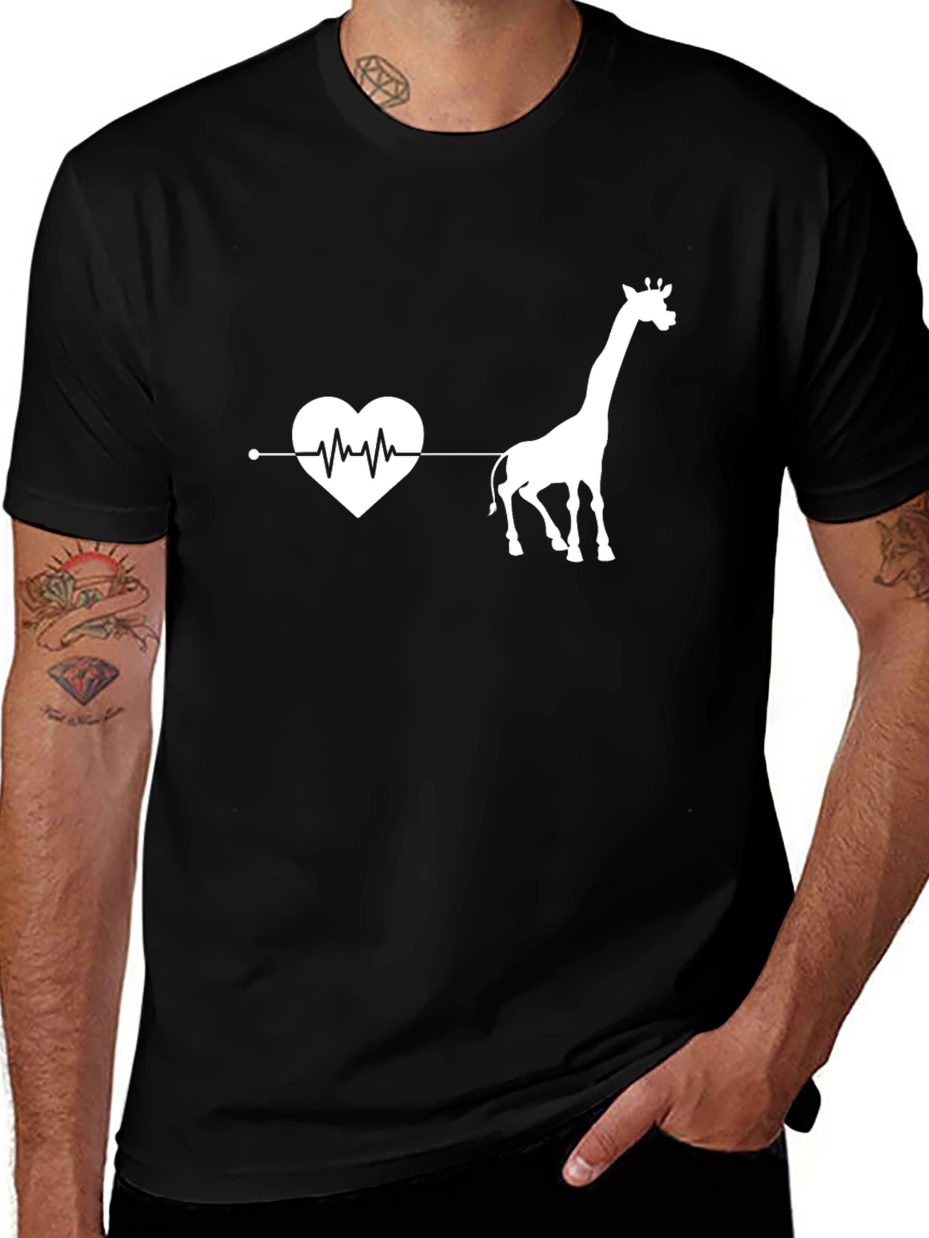 Variant 6 of Giraffe Heartbeat Graphic T-Shirt