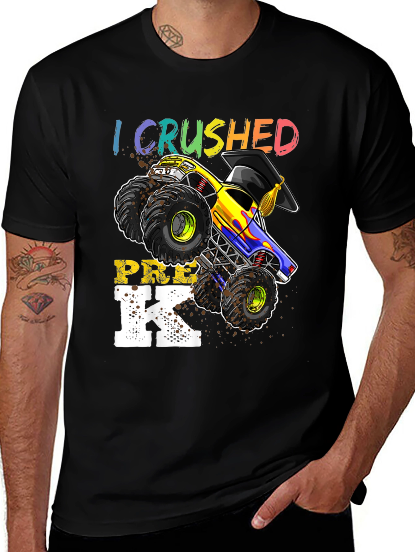 Variant 25 of Crushed Pre-K Monster Truck Graduation T-Shirt
