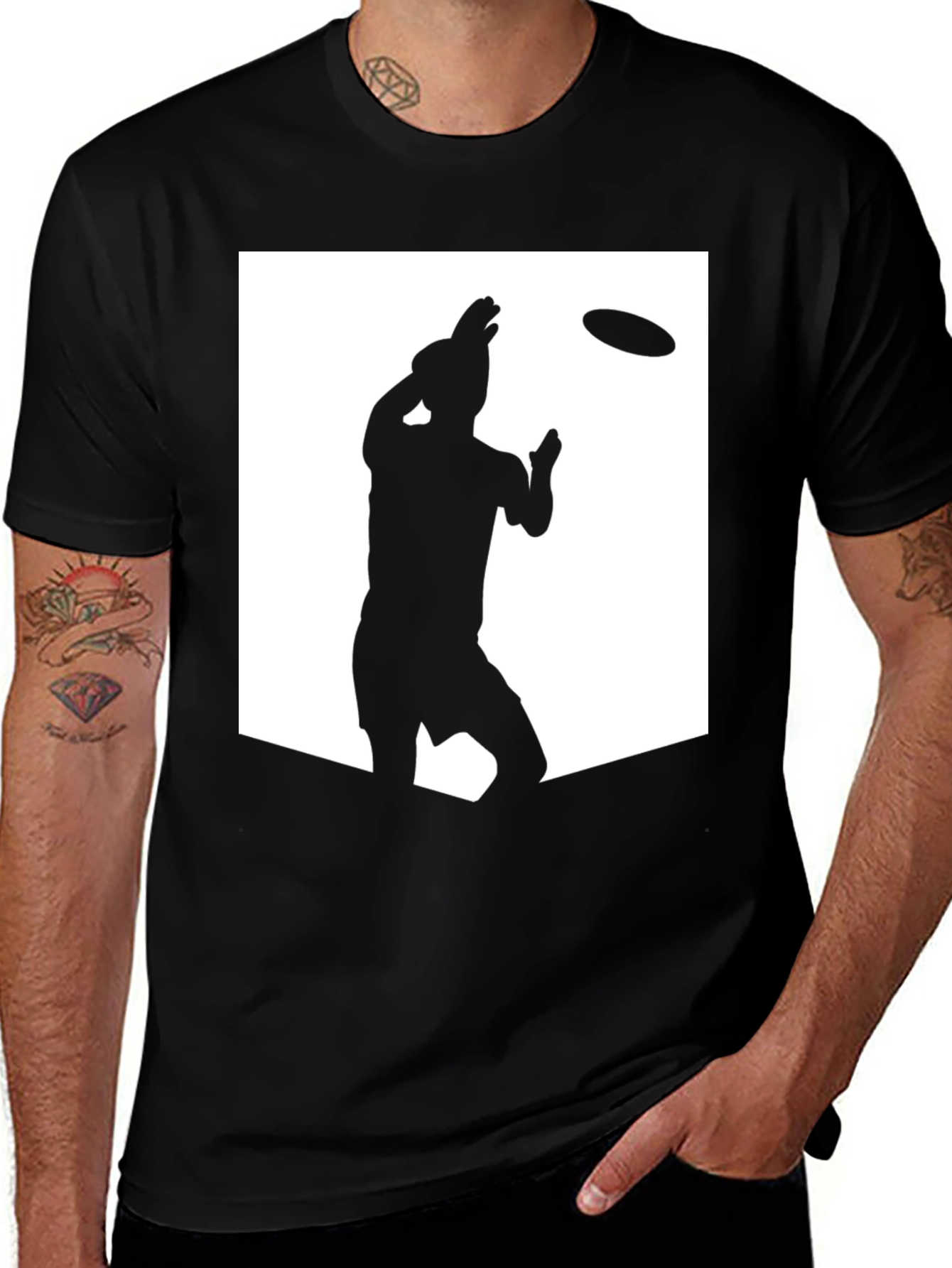 Variant 17 of Frisbee Silhouette T-Shirt - Black