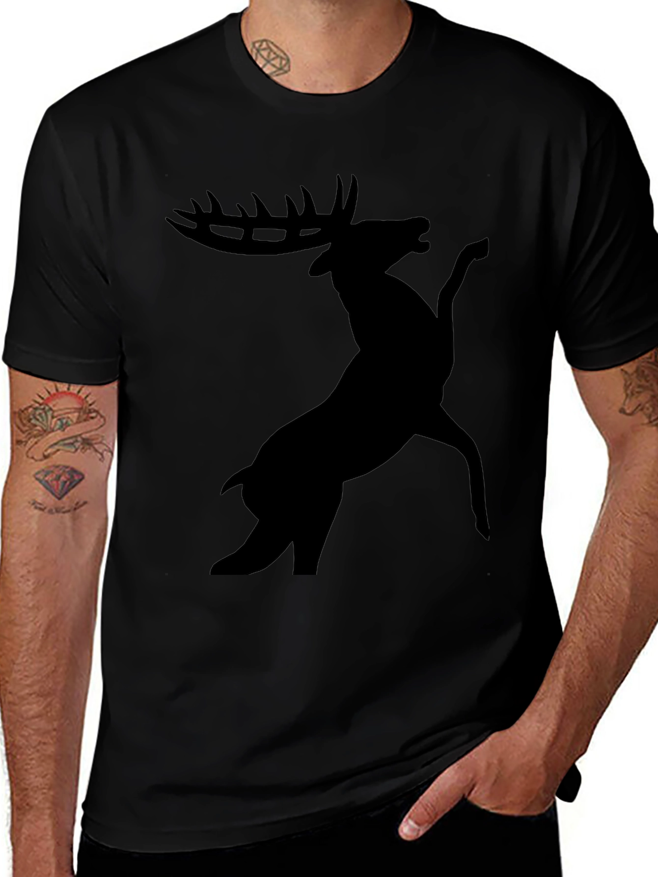 Variant 23 of Black Deer Silhouette Graphic T-Shirt
