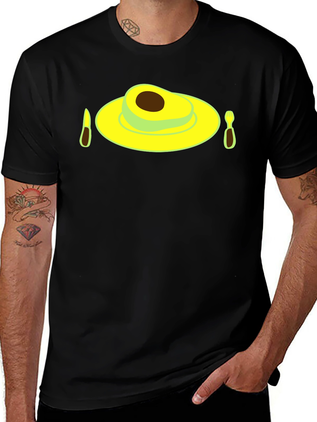 Variant 21 of Avocado Breakfast Black T-Shirt - Novelty Graphic Tee