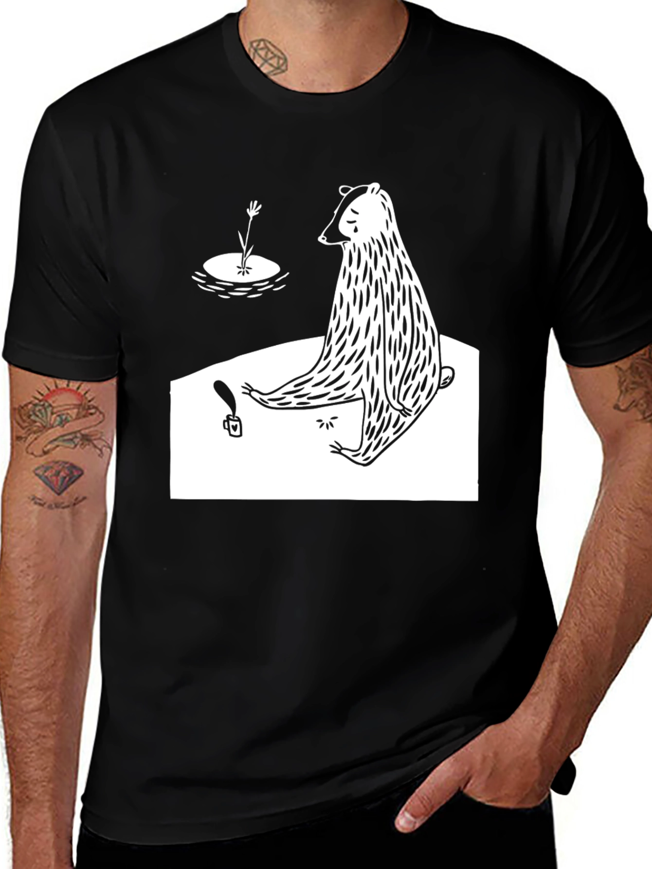 Sad Bear T-Shirt - Black Graphic Tee