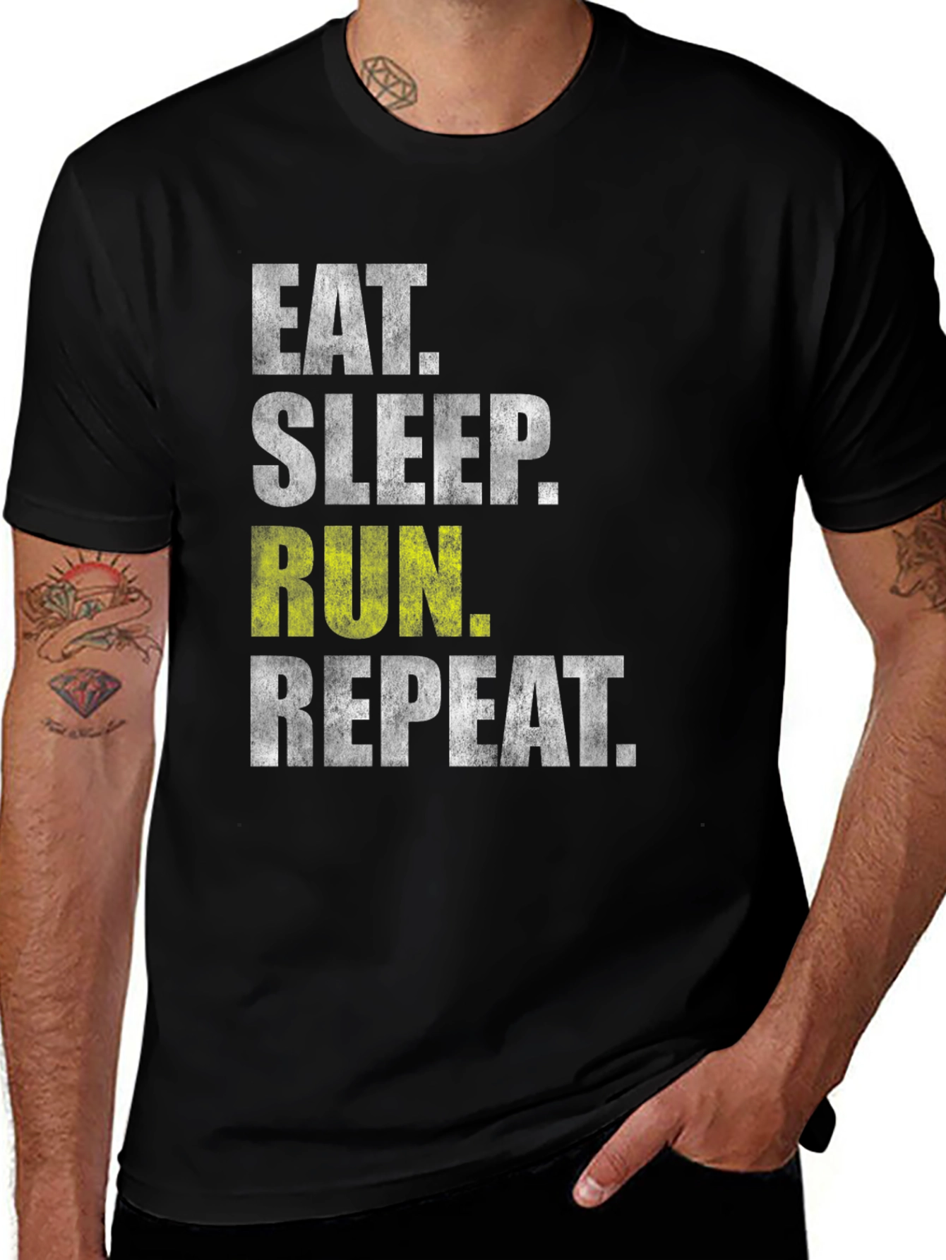 Variant 29 of Eat Sleep Run Repeat Black T-Shirt