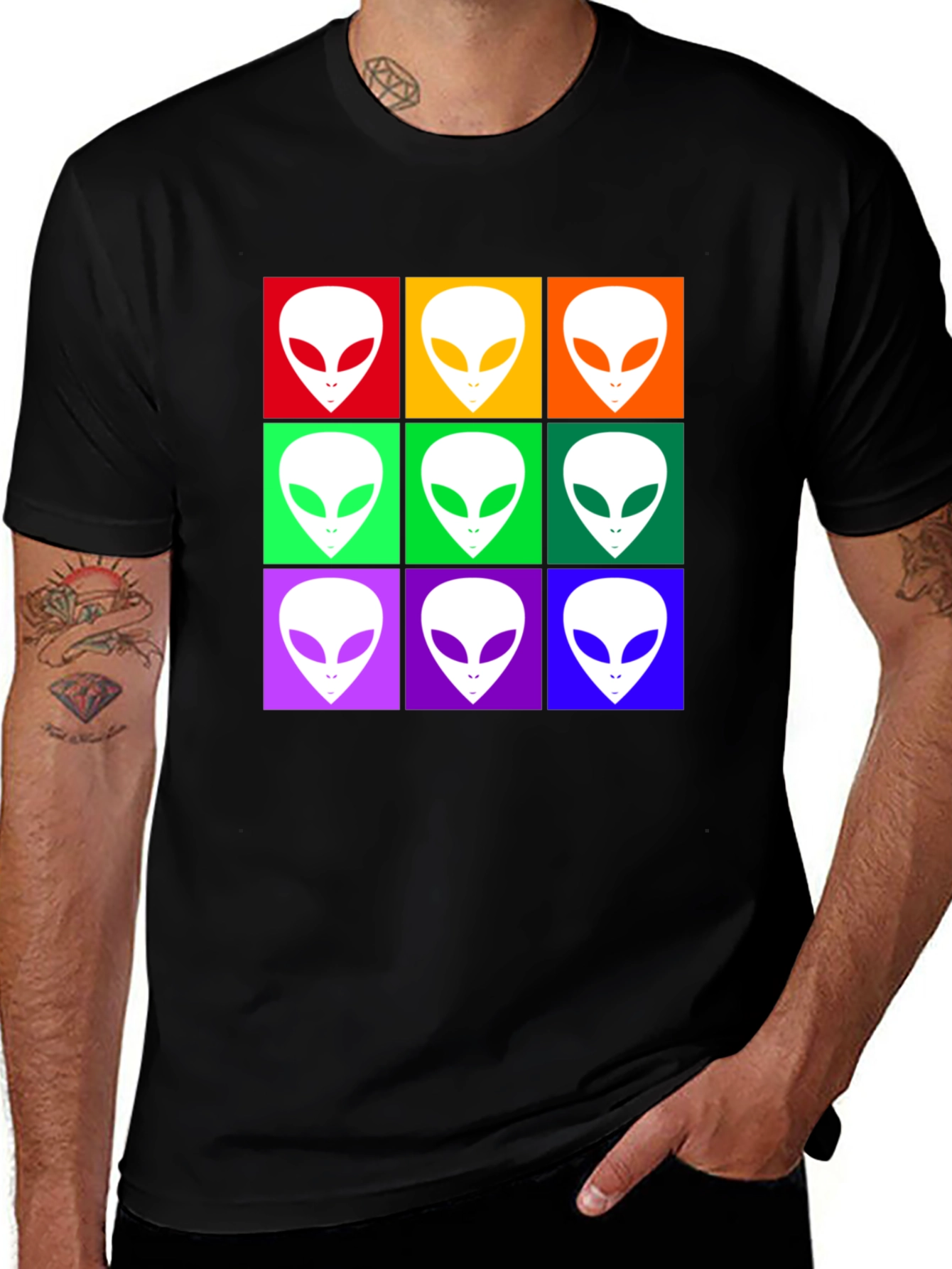 Variant 17 of Pop Art Alien Head T-Shirt - Colorful Sci-Fi Graphic Tee
