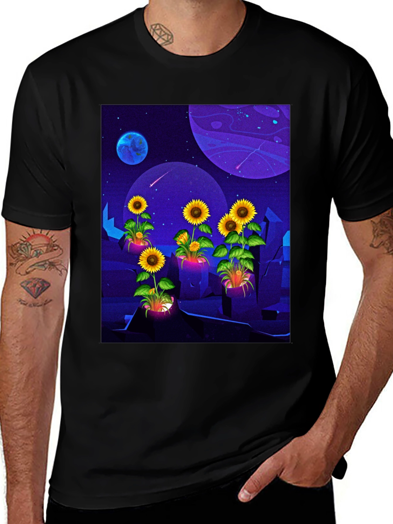 Variant 15 of Cosmic Sunflower Graphic Tee