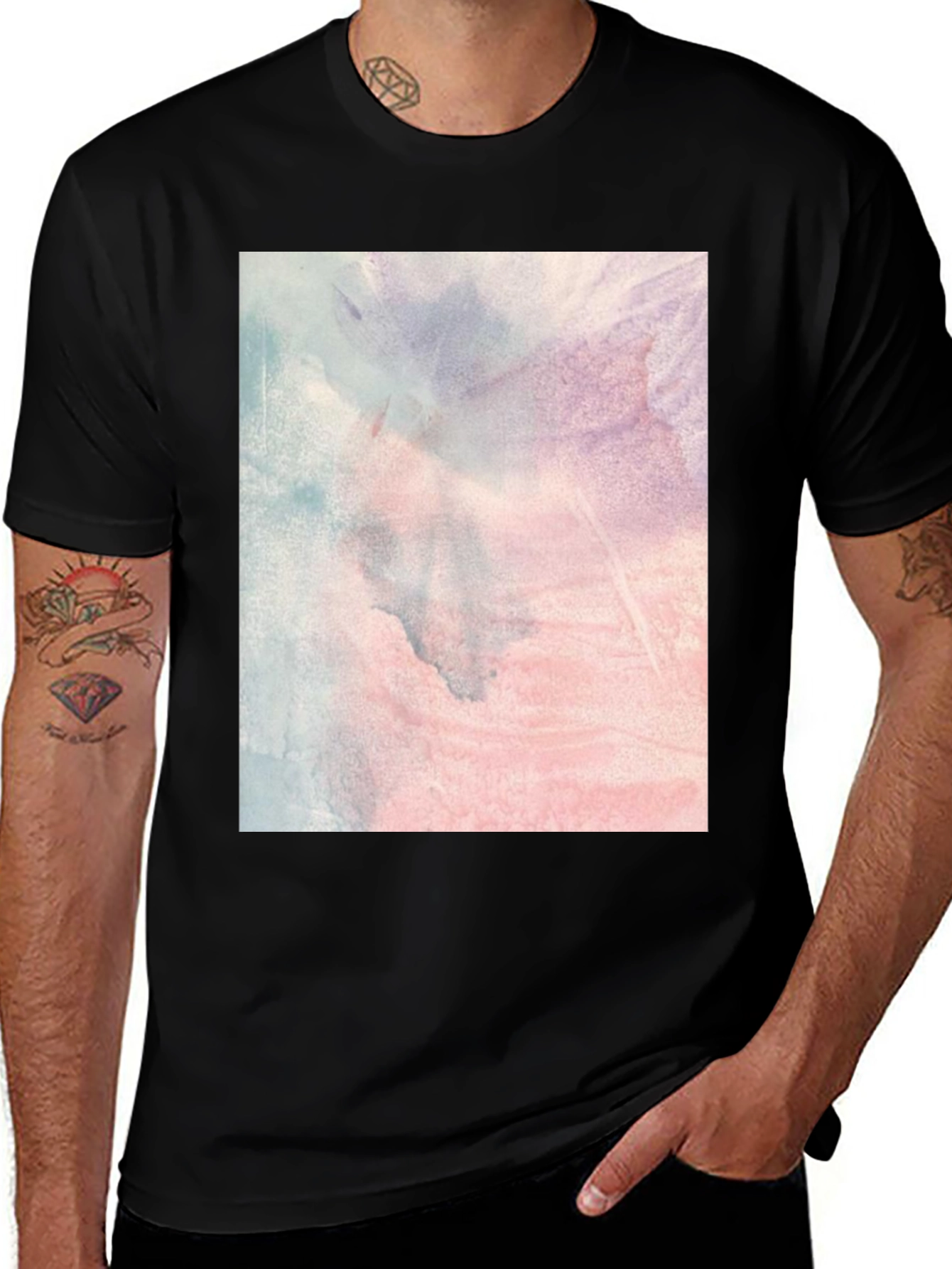 Variant 22 of Abstract Watercolor Graphic Tee - Trendy Black T-Shirt