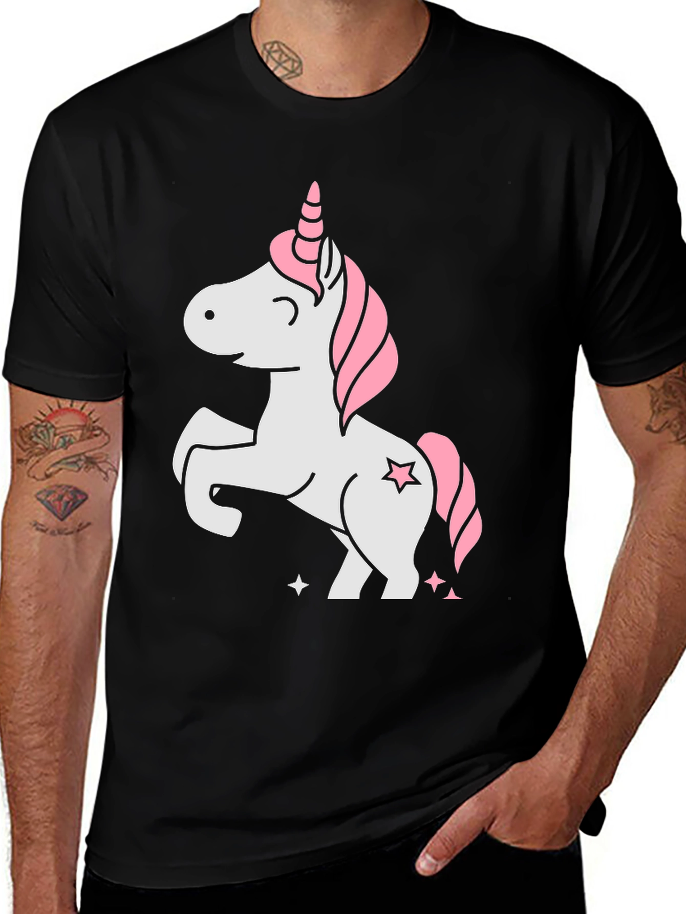 Variant 16 of Unicorn Graphic Tee - Whimsical Black Cotton T-Shirt