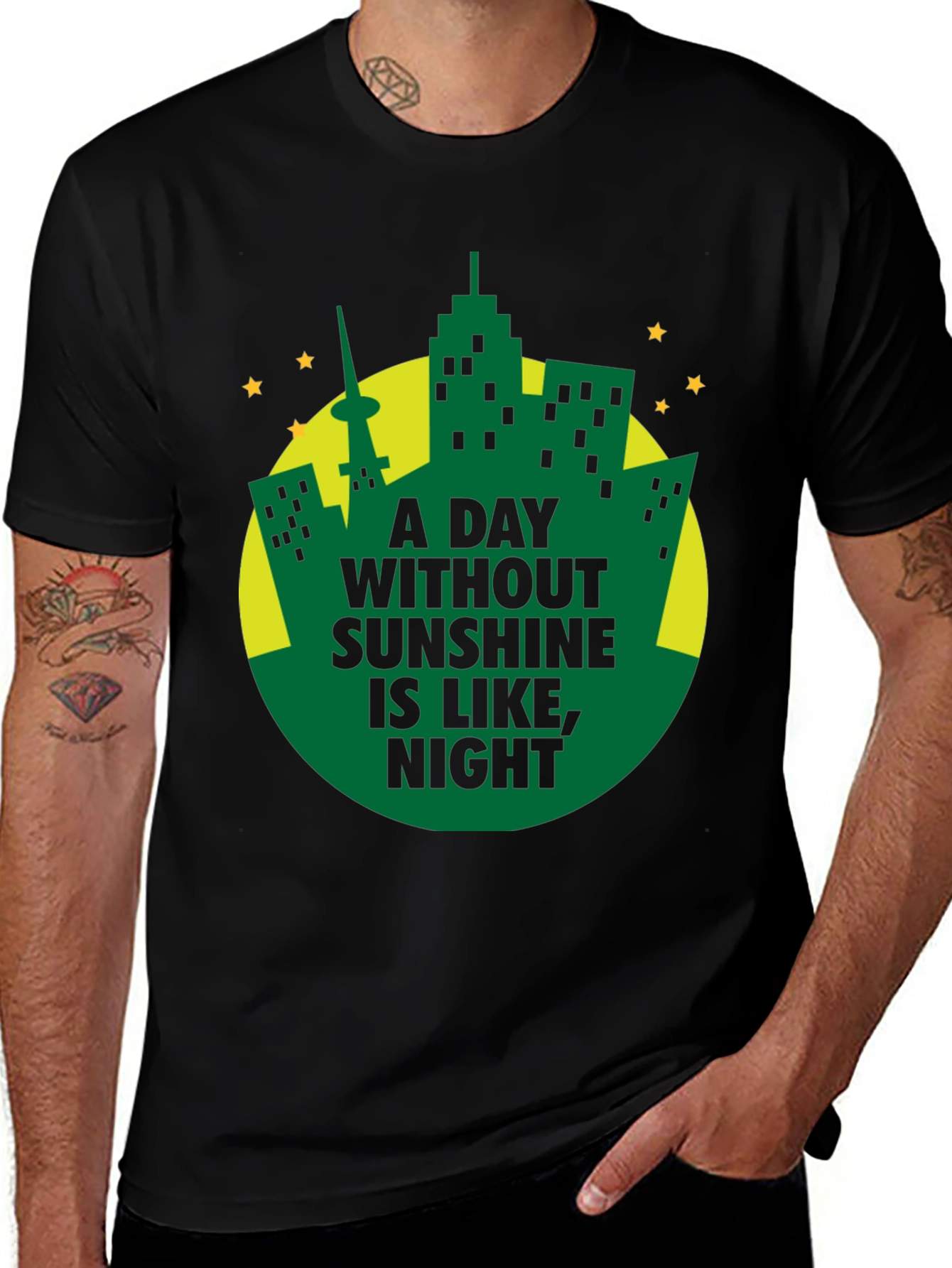 Variant 30 of A Day Without Sunshine Men's Black T-Shirt