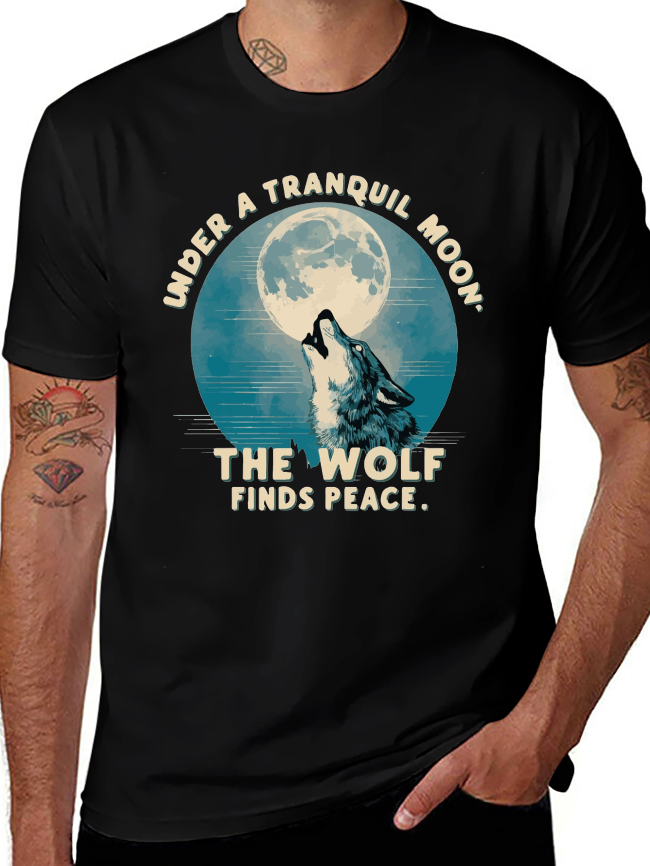 Variant 28 of Wolf Tranquil Moon Graphic Tee