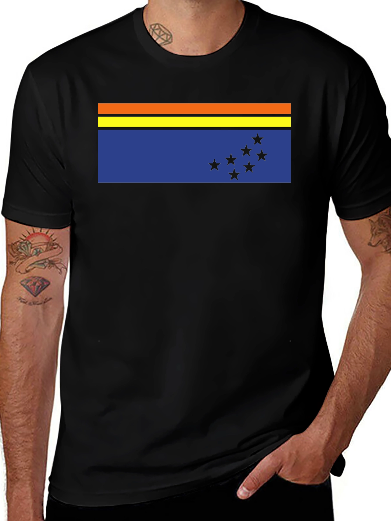 Variant 6 of Flag Graphic Tee - Casual Black T-Shirt