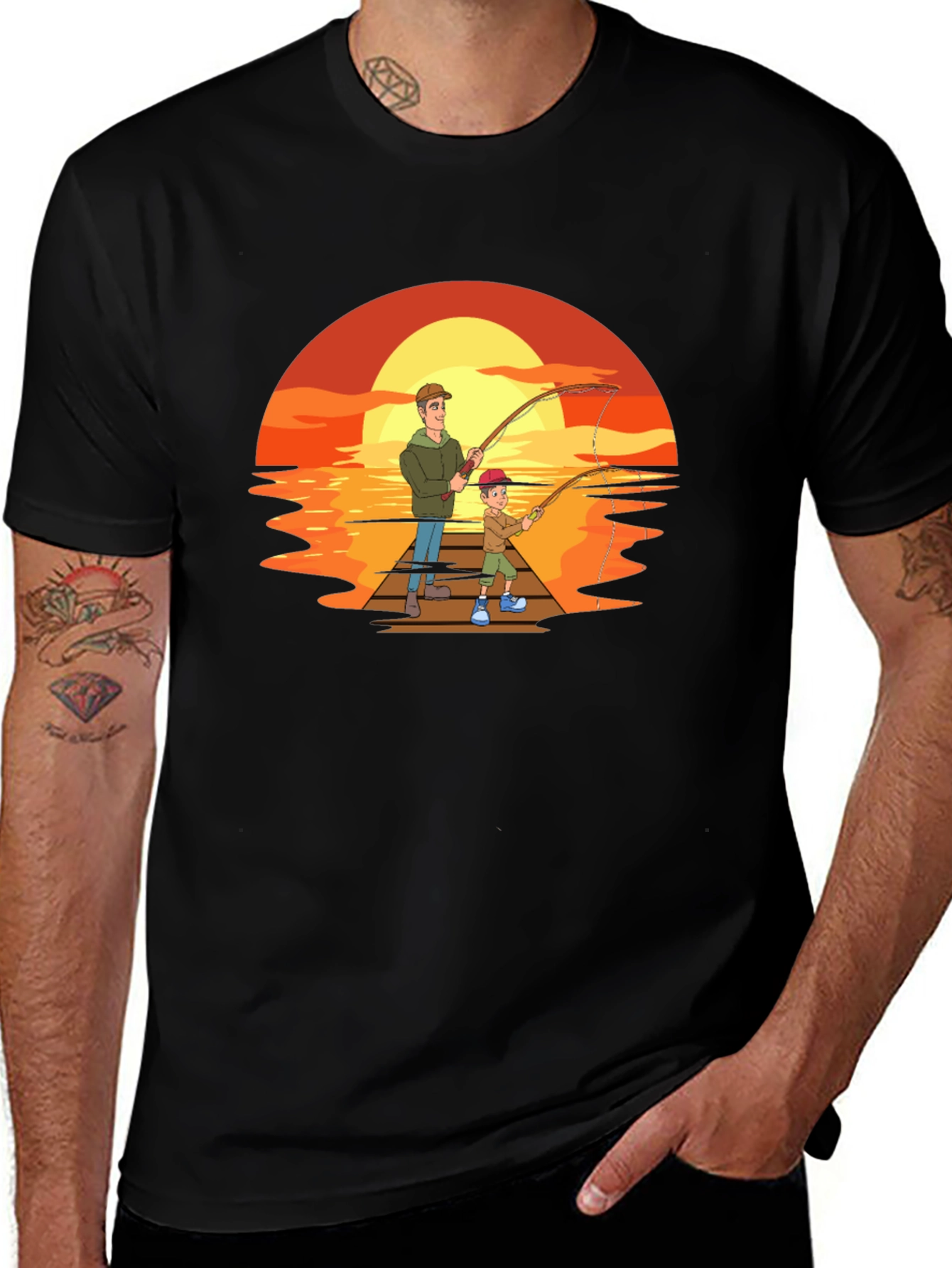 Variant 3 of Fishing at Sunset Graphic Tee