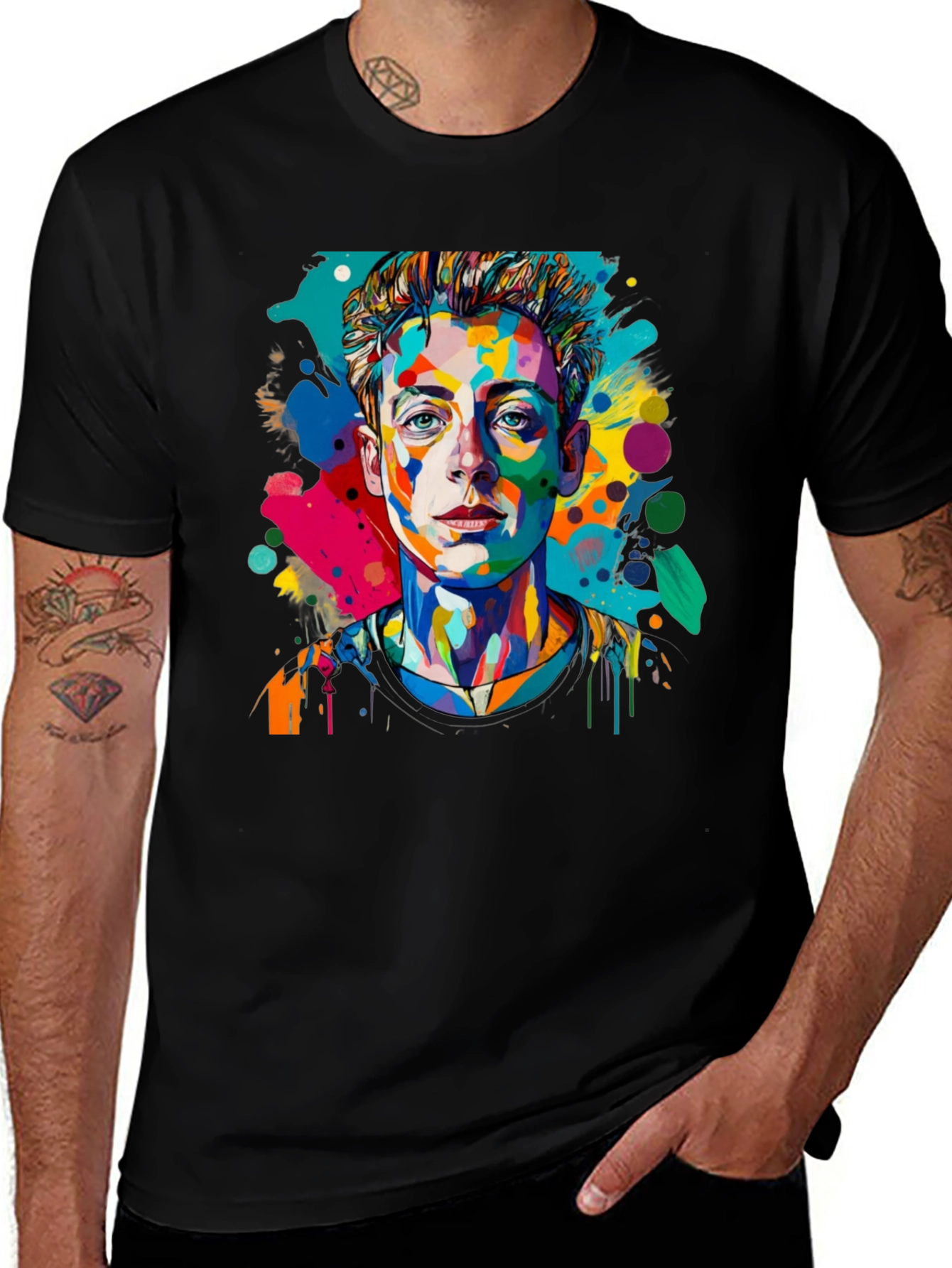 Variant 21 of Pop Art Man's Black T-Shirt