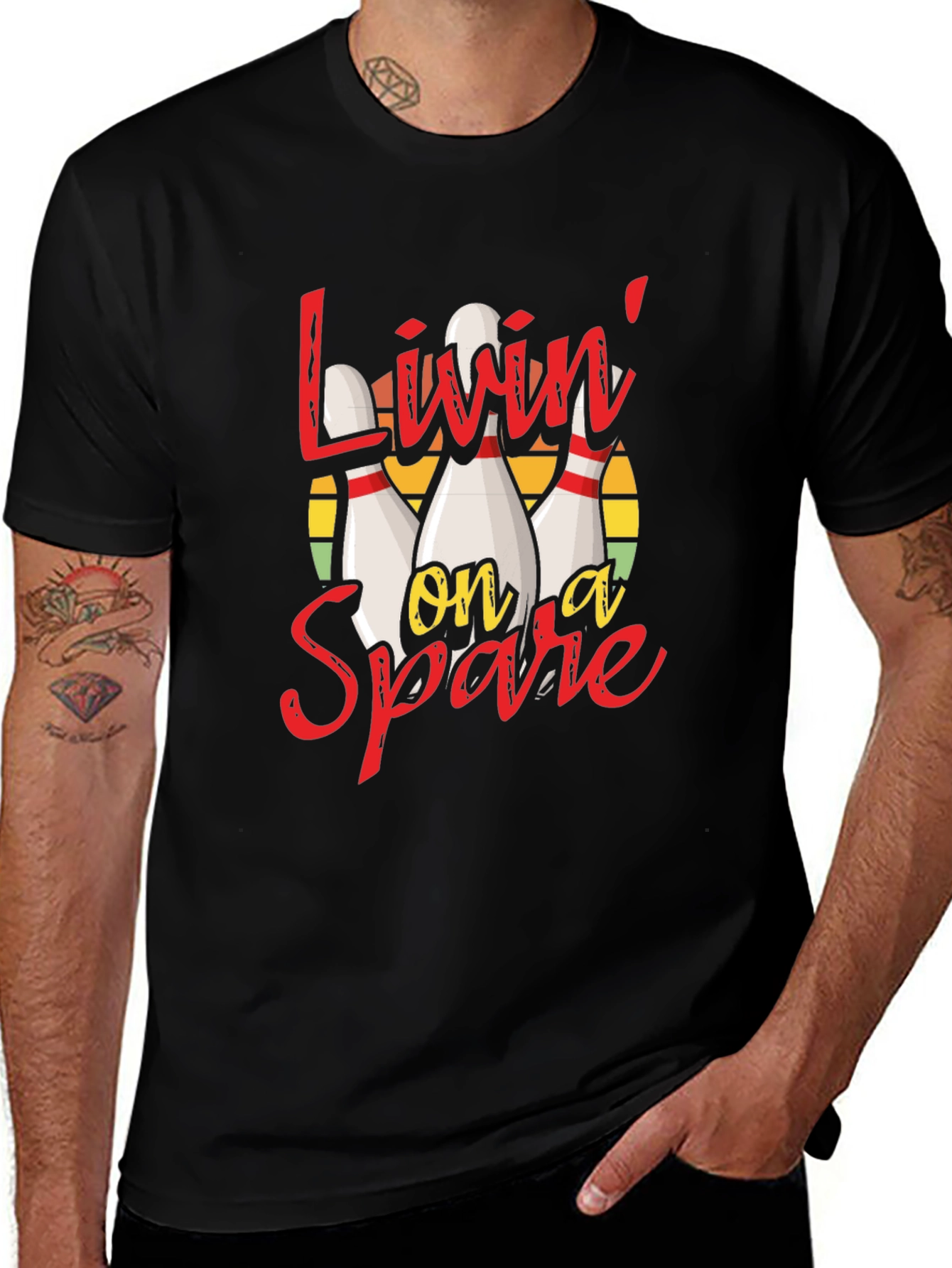 Variant 4 of Livin' on a Spare Bowling Graphic Tee