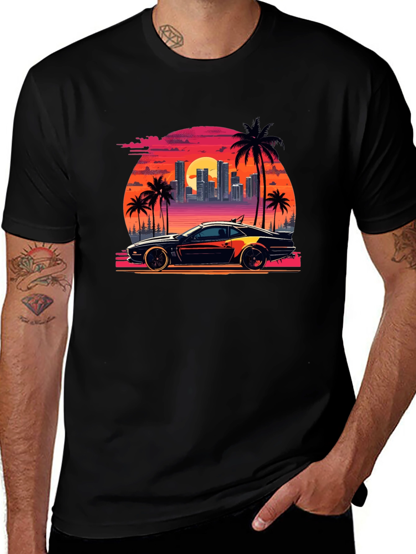 Variant 19 of Retro Sunset Car T-Shirt