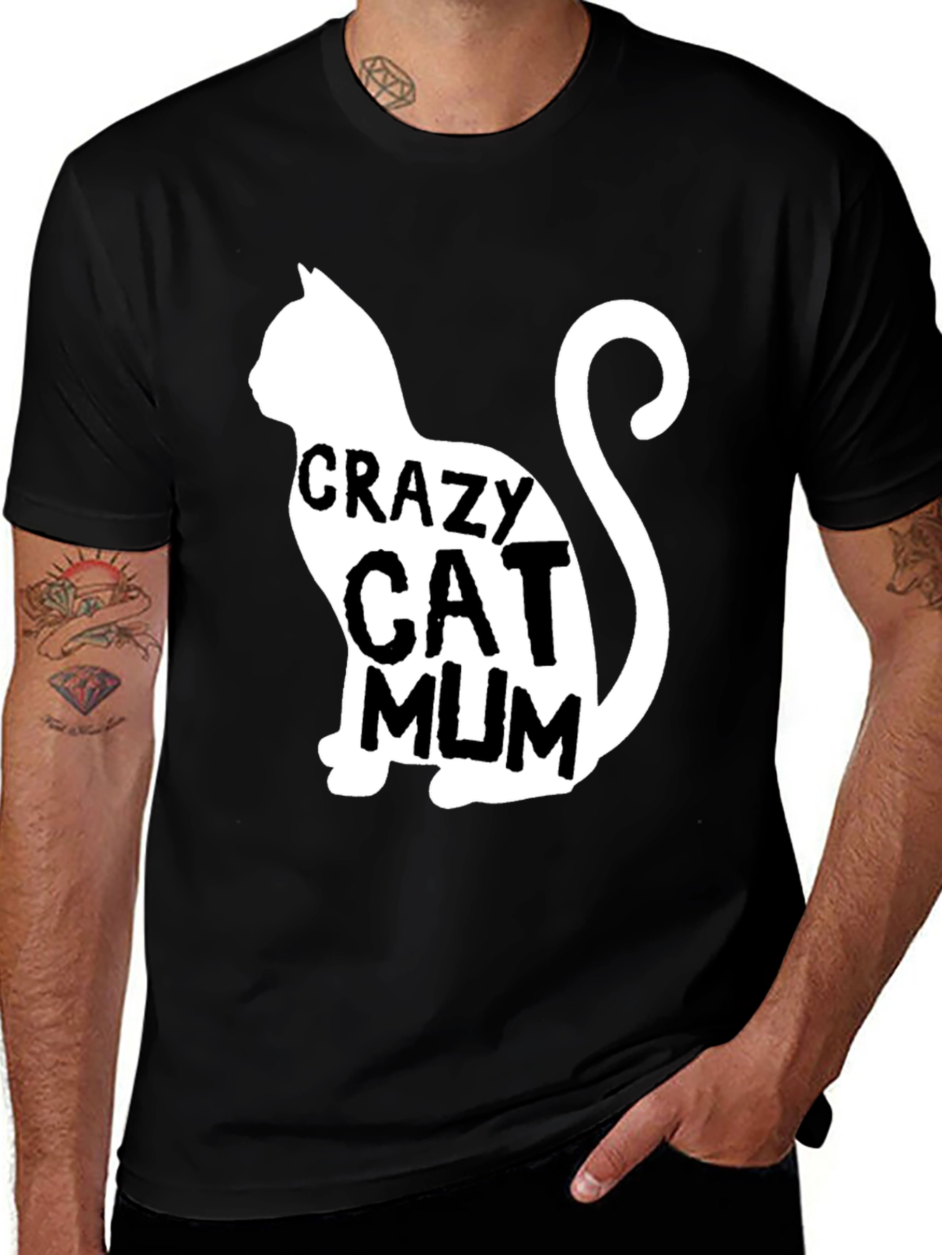 Variant 27 of Crazy Cat Mum Black T-Shirt