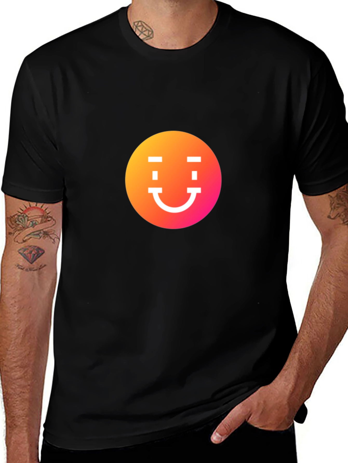Variant 7 of Smiley Face Graphic Black T-Shirt
