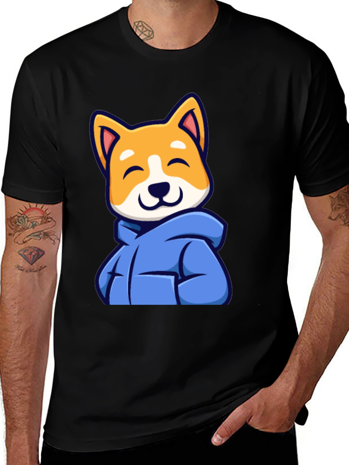 Variant 17 of Cute Dog Cartoon Black T-Shirt
