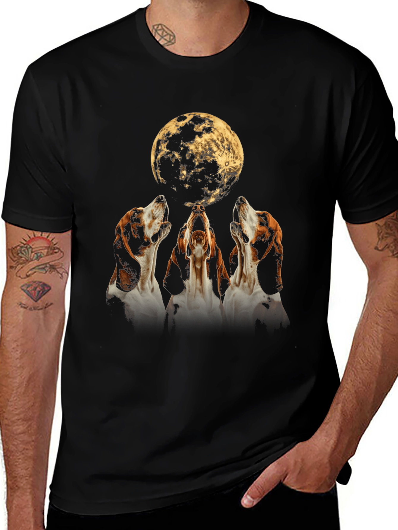 Variant 4 of Hound Dogs Howling at Moon Graphic Tee