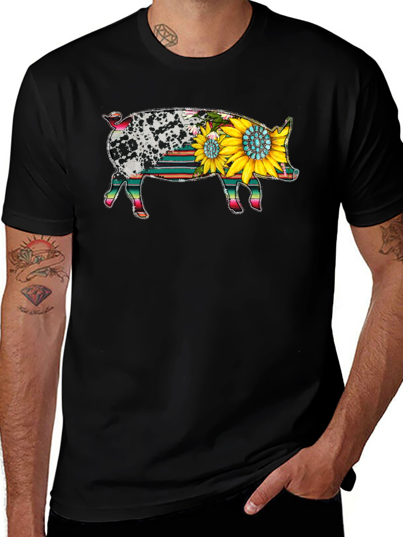 Variant 20 of Sunflower Pig Graphic Tee - Western Style