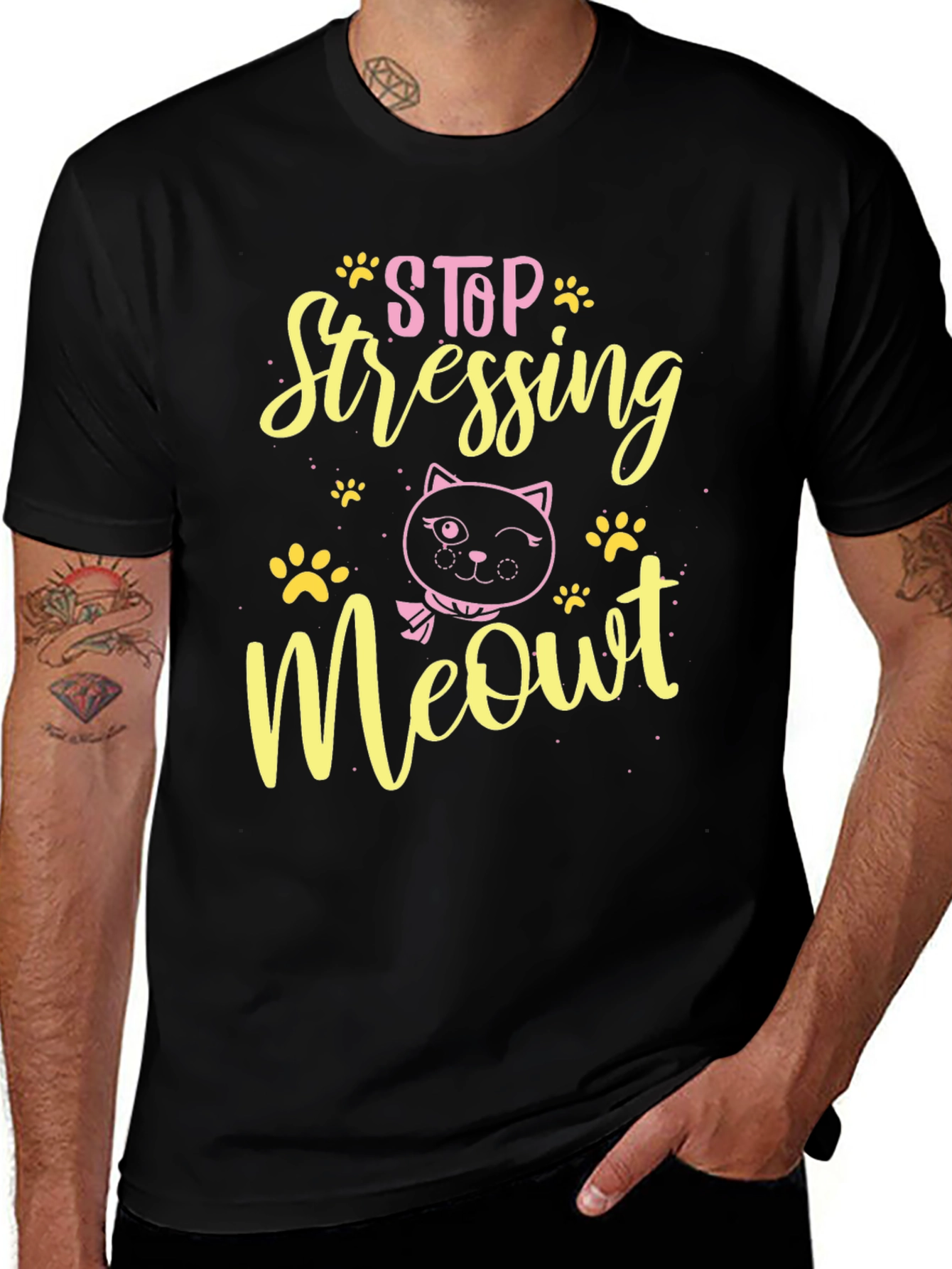 Variant 17 of Stop Stressing Meowt Black T-Shirt