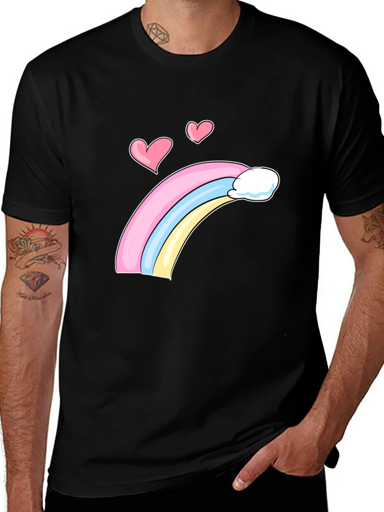 Variant 28 of Rainbow Hearts Black Tee