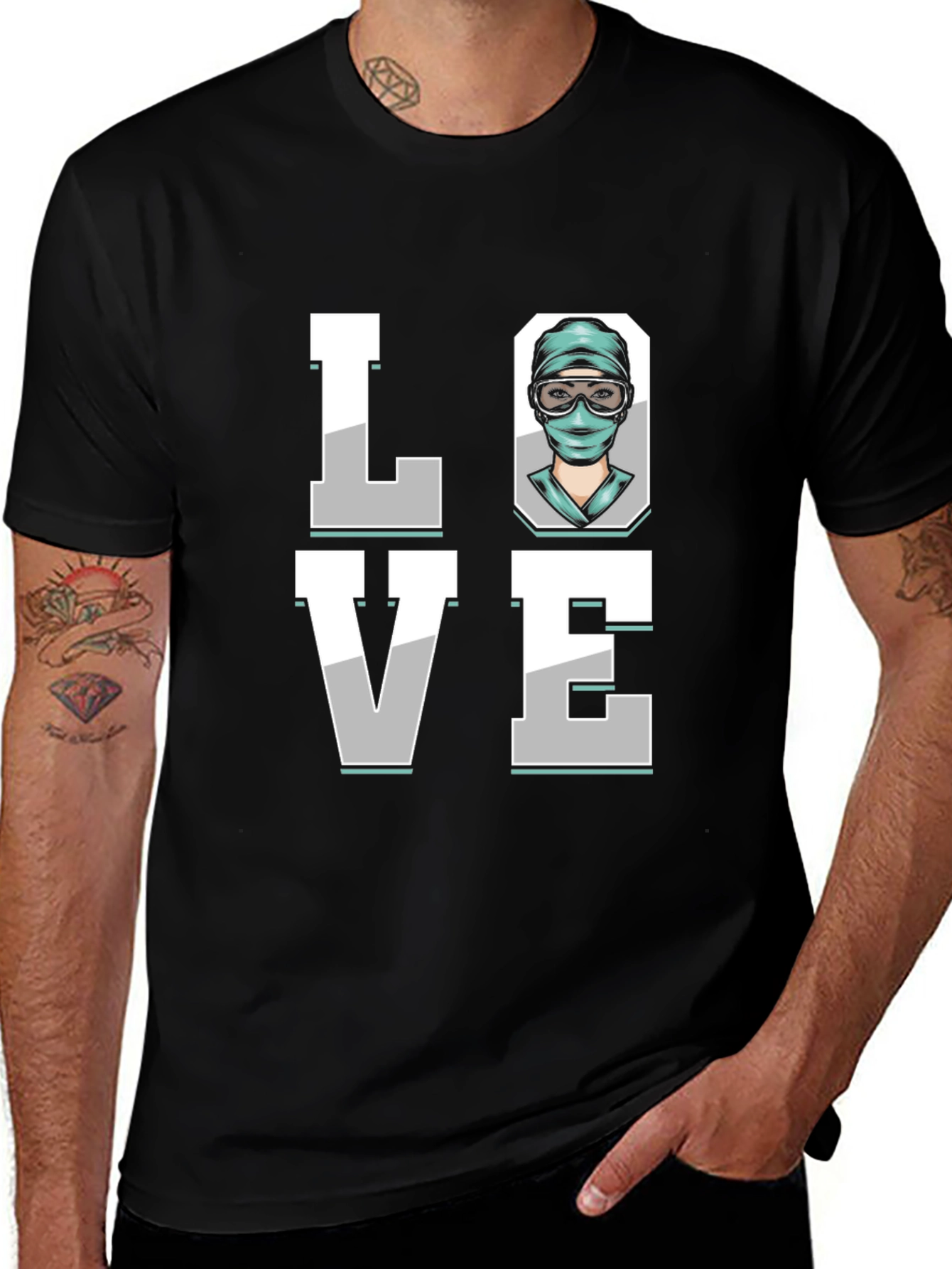 Black Surgeon Love Graphic T-Shirt - Black Cotton Tee main image