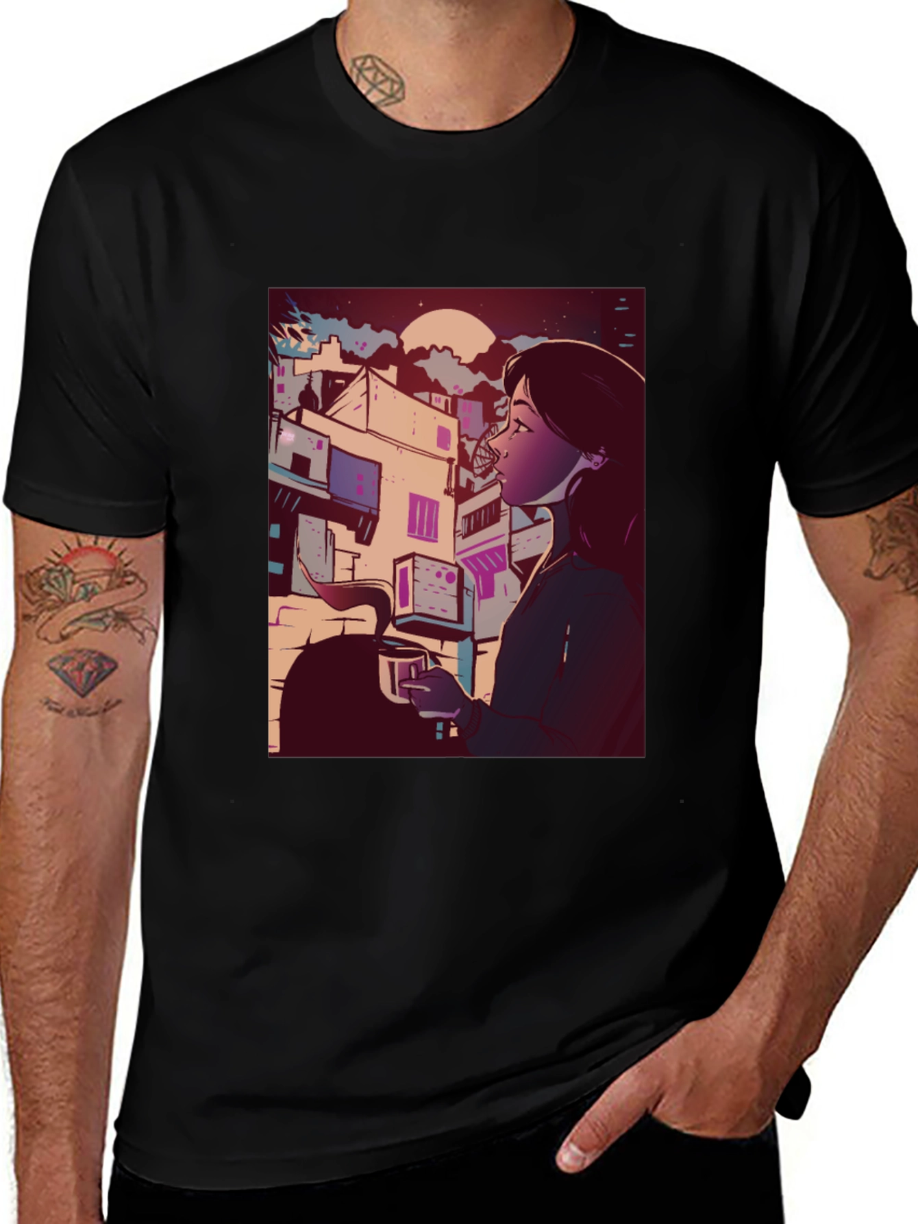 Variant 29 of Stylish Graphic Tee - Cityscape Coffee Design