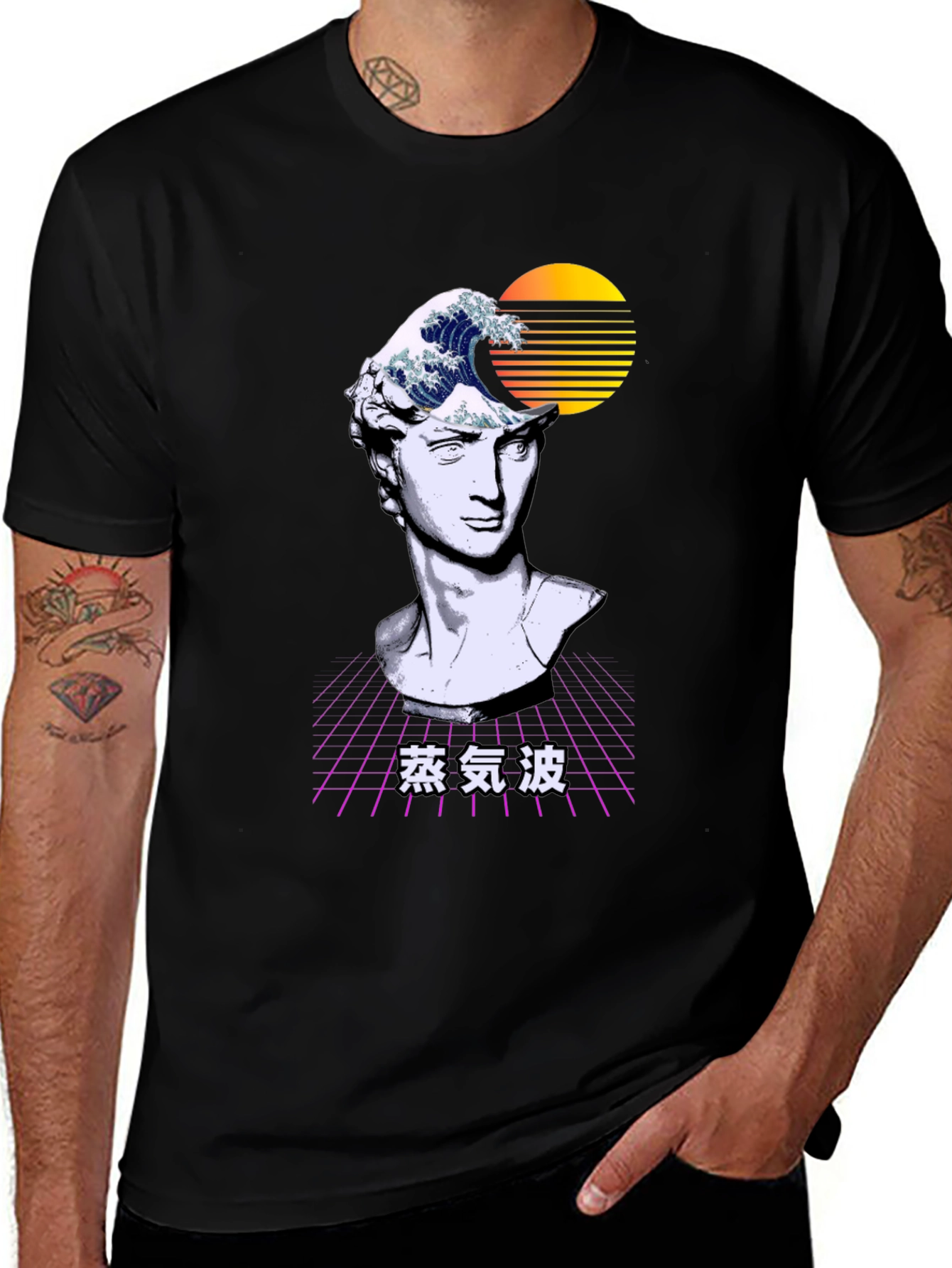 Variant 21 of Vaporwave Statue Head T-Shirt - Retro Aesthetic Tee